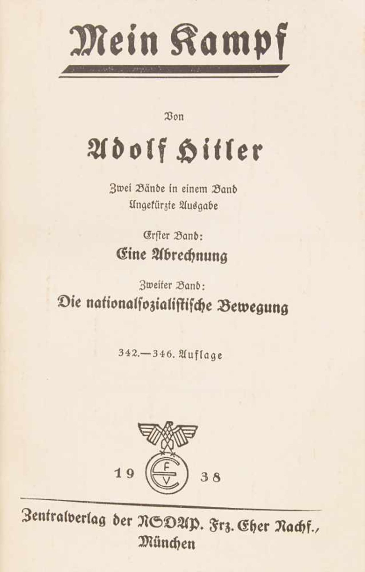 Adolf Hitler: 'Mein Kampf', 3. ReichTitel: 'Mein Kampf' von Adolf Hitler, zwei Bände in einem
