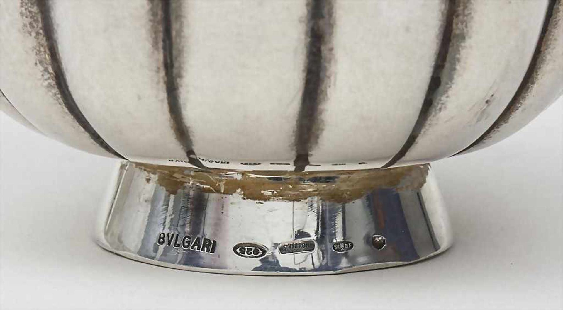 Edles Silberschälchen/Elegant small Silver Bowl, BVLGARI, Rom, 20. Jh.auf rundem konischem Stand - Bild 2 aus 2