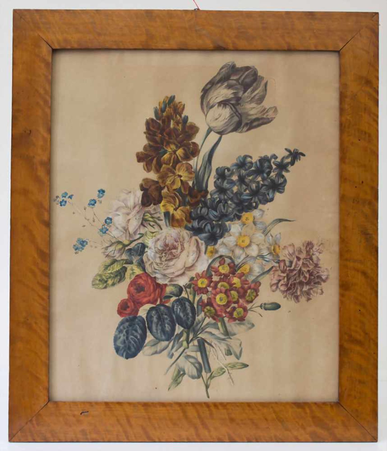 Künstler des 18. Jh., 'Blumenbouqet' / 'A flower bouquet'Technik: Mezzotintoradierung, aquarelliert, - Bild 2 aus 4