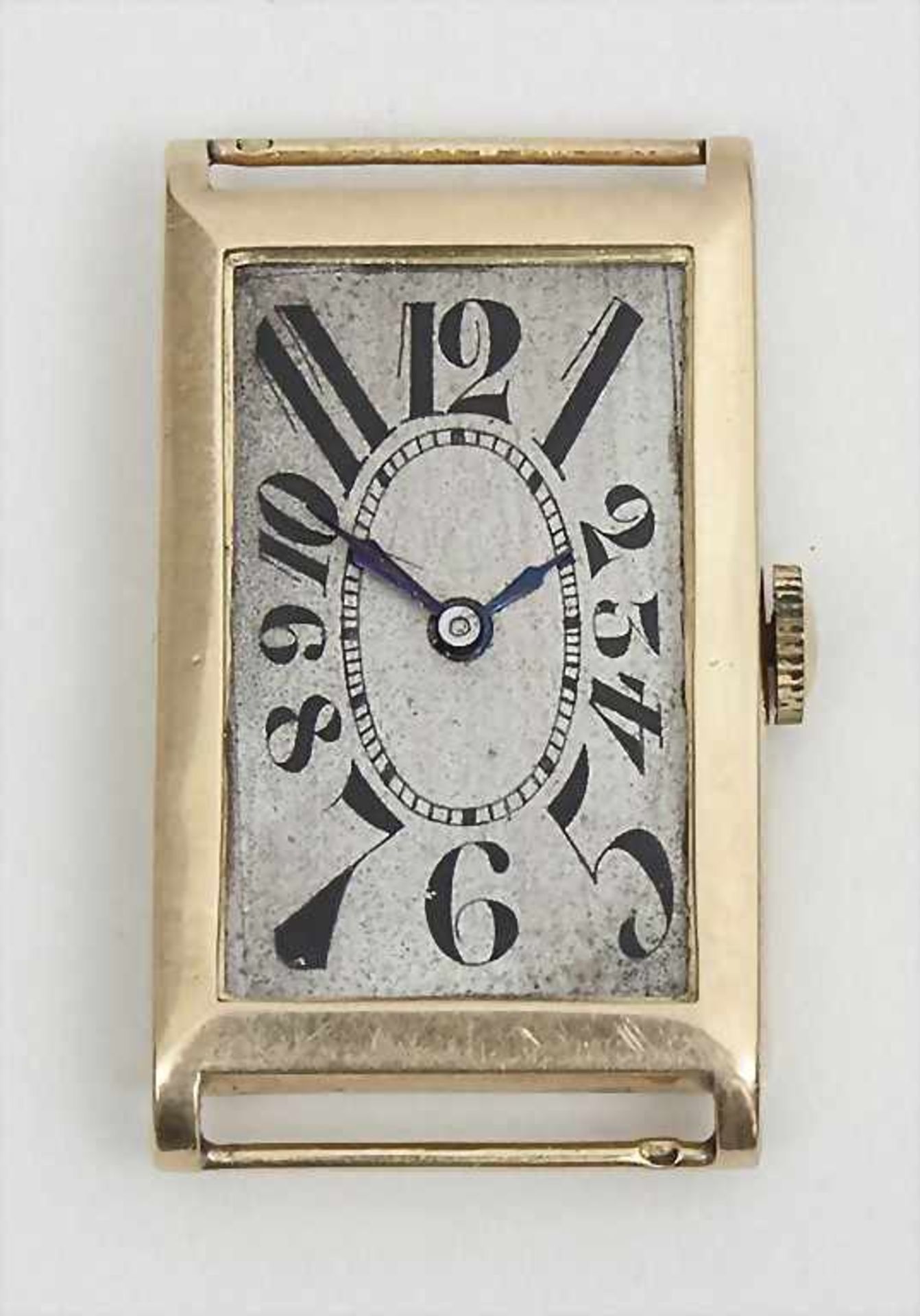Art Decó Herrenarmbanduhr, Wrist Watch, Swiss, ca. 1925Gehäuse: Gold 18 Kt 750/000 gepunzt, Nr.