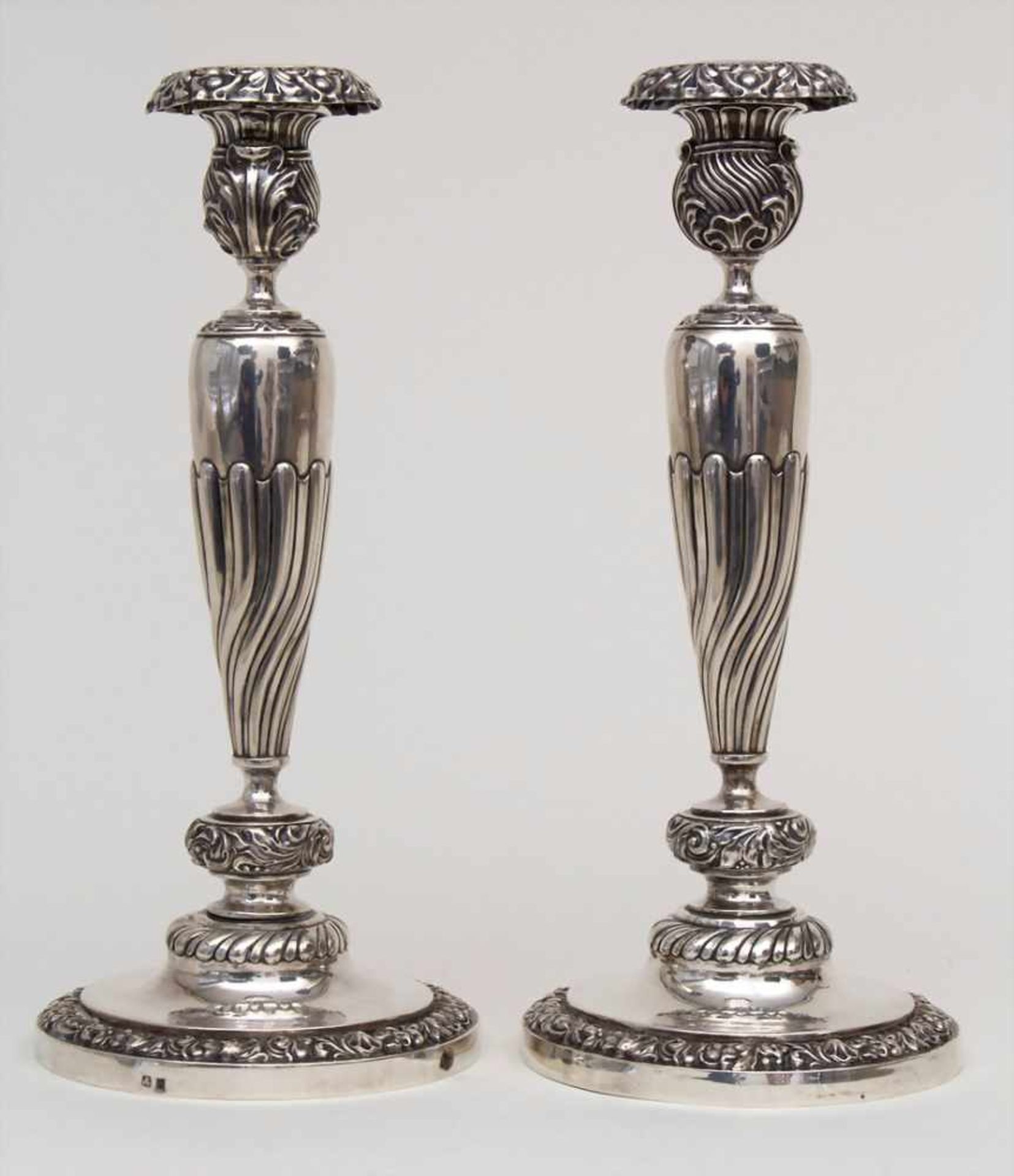 Paar Empire Kerzenleuchter / A pair of silver Empire candlesticks, Francois Drion, Lüttich /