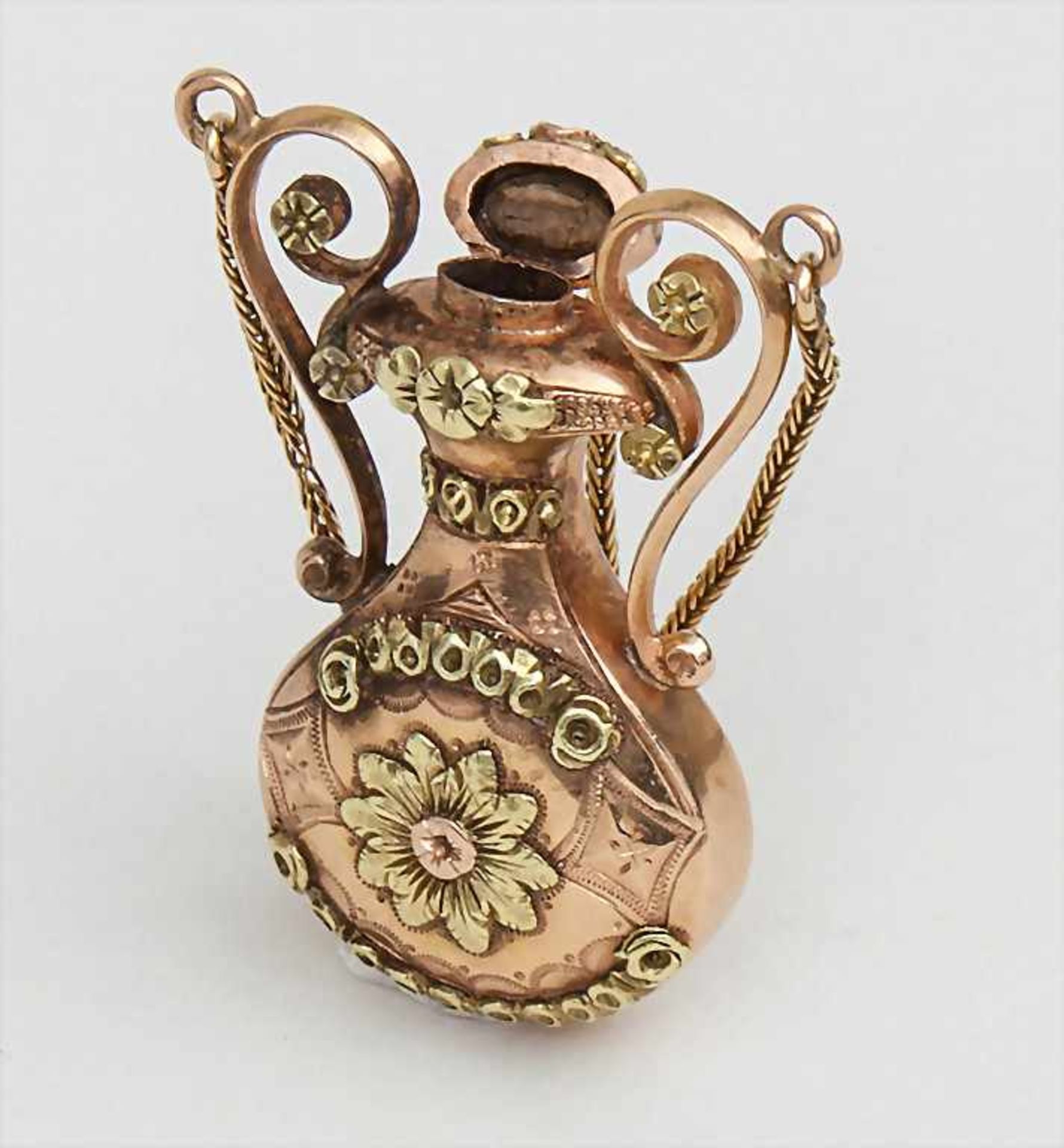 Riechfläschchen als Anhänger / Snuff Bottle as Pendant, wohl Frankreich, 19. Jh.Material: Gelb-, - Bild 2 aus 2