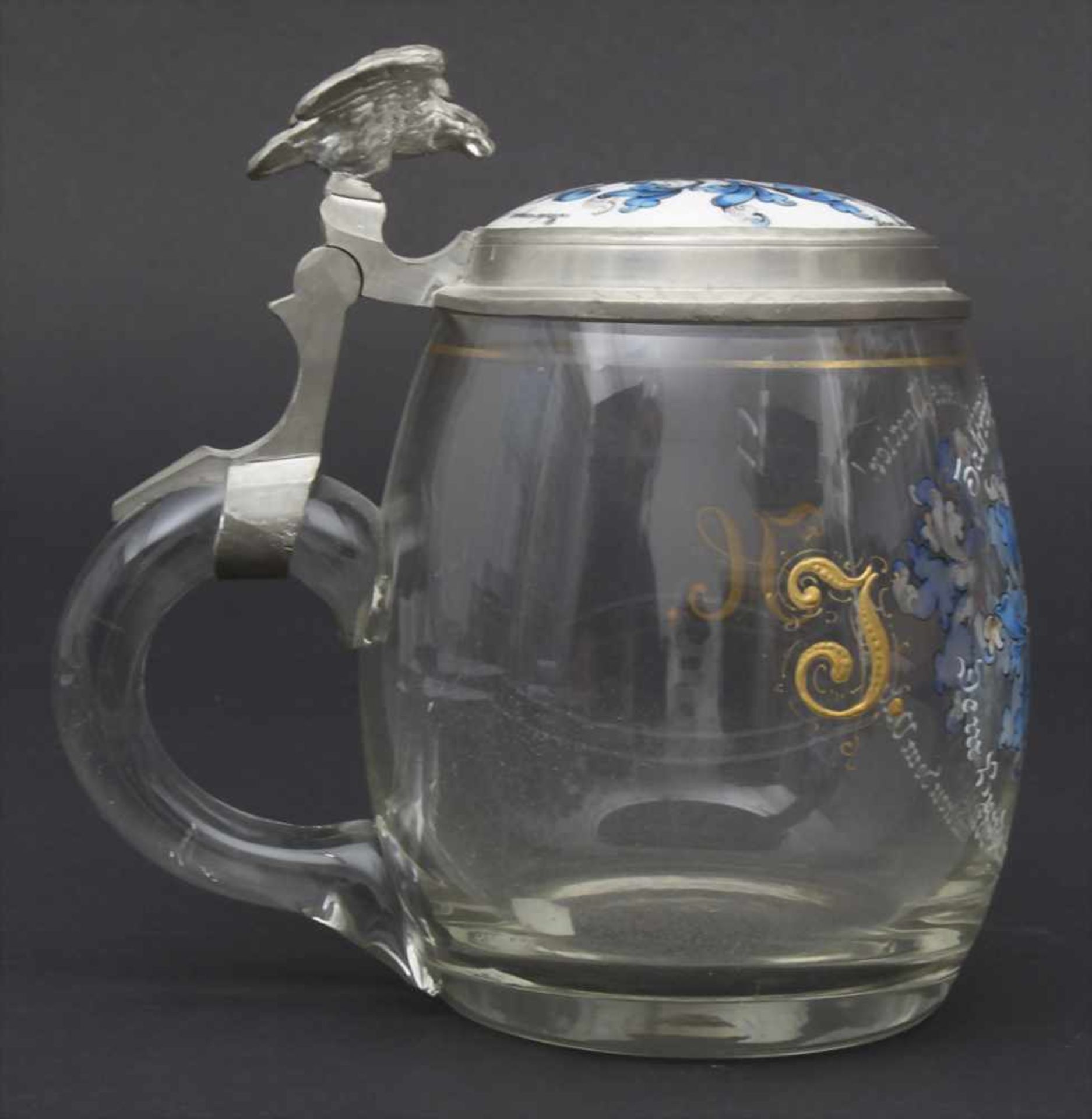 Studentenkrug, 0,5 L, wohl Heidelberg, 1902Material: farbloses Glas, Schauseite mit großem - Image 4 of 9