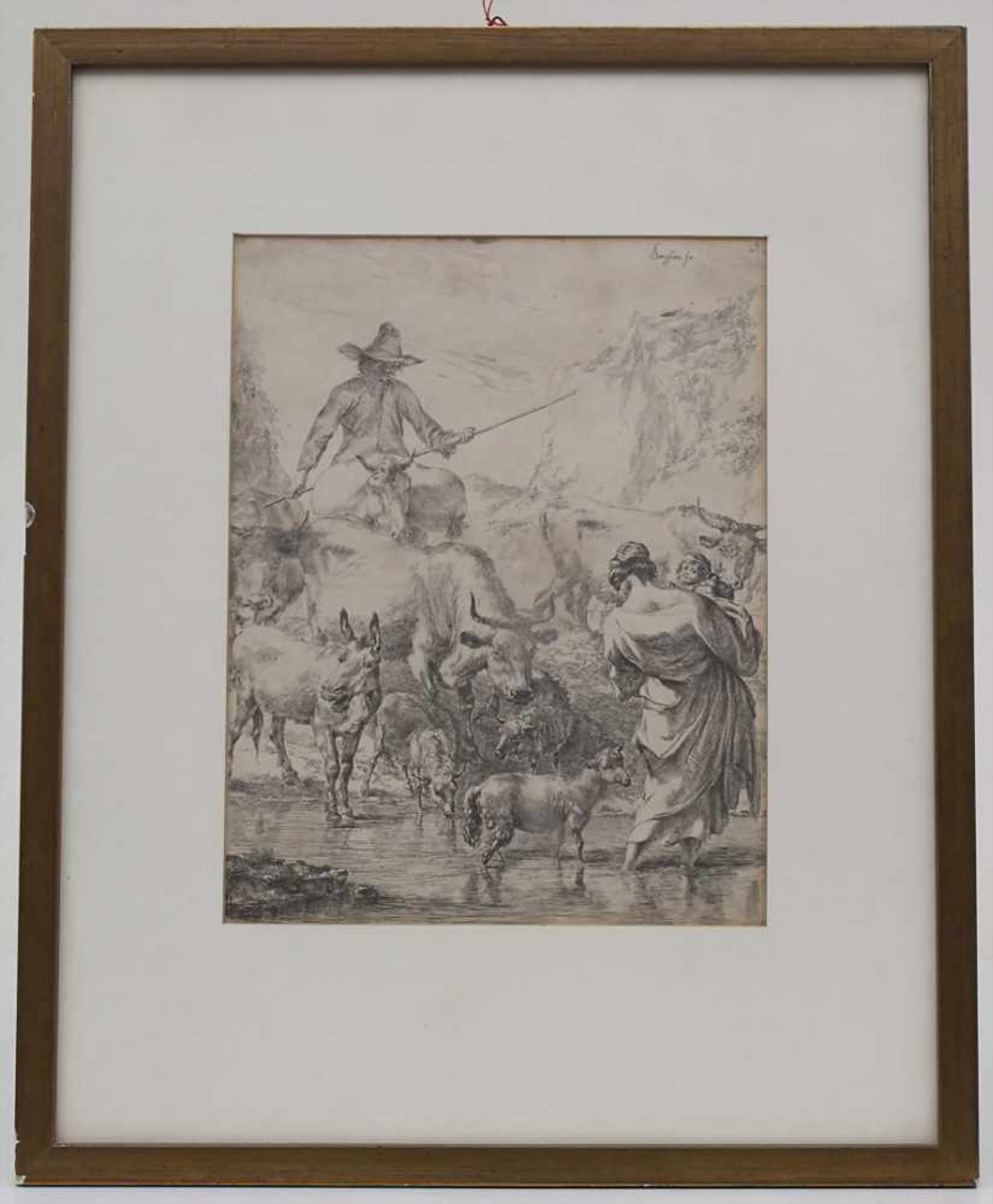 Nicolaes Berchem (1620-1683), 'La traversée du ruisseau'Technik: Radierung auf Papier, gerahmt, - Bild 2 aus 4