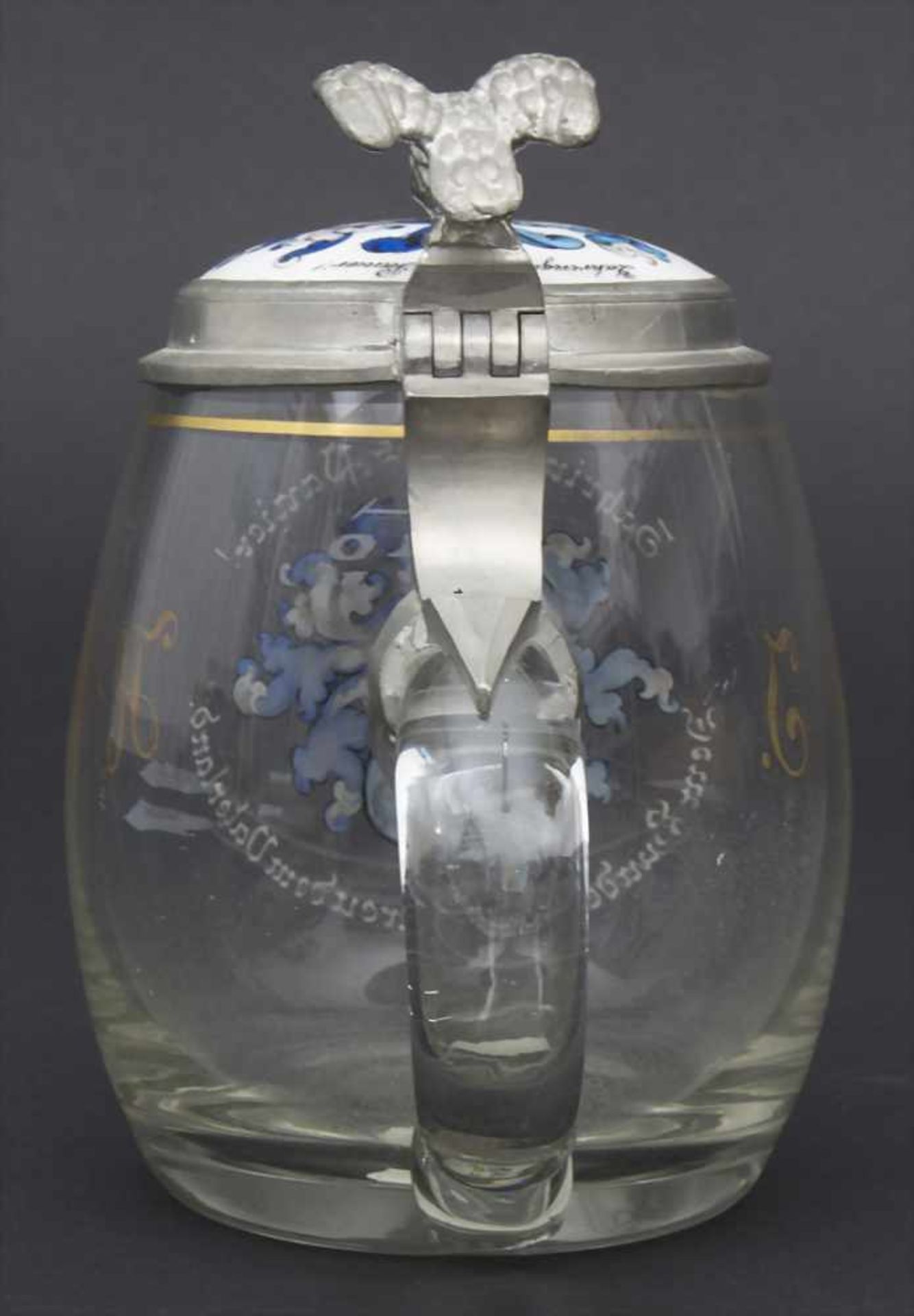 Studentenkrug, 0,5 L, wohl Heidelberg, 1902Material: farbloses Glas, Schauseite mit großem - Image 3 of 9