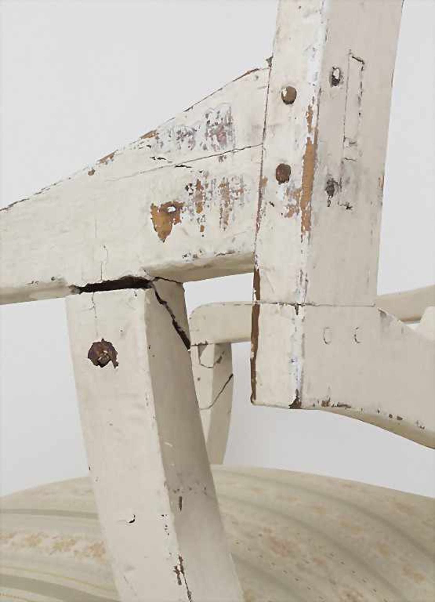 Scherenstuhl / A folding chair, 18. Jh.Material: Holz, cremeweiß staffiert, partiell - Image 6 of 6