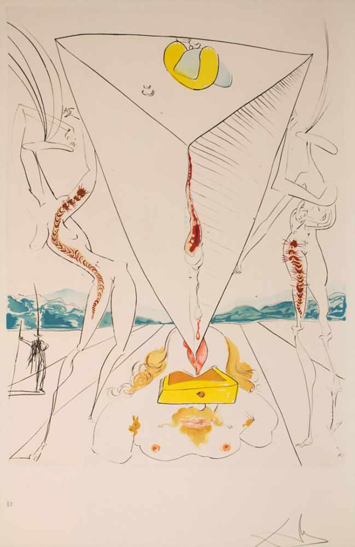 Salvador Dali (1904-1989), 'Philosophe écrasé par le cosmos'Technik: Radierung / Farblithografie auf