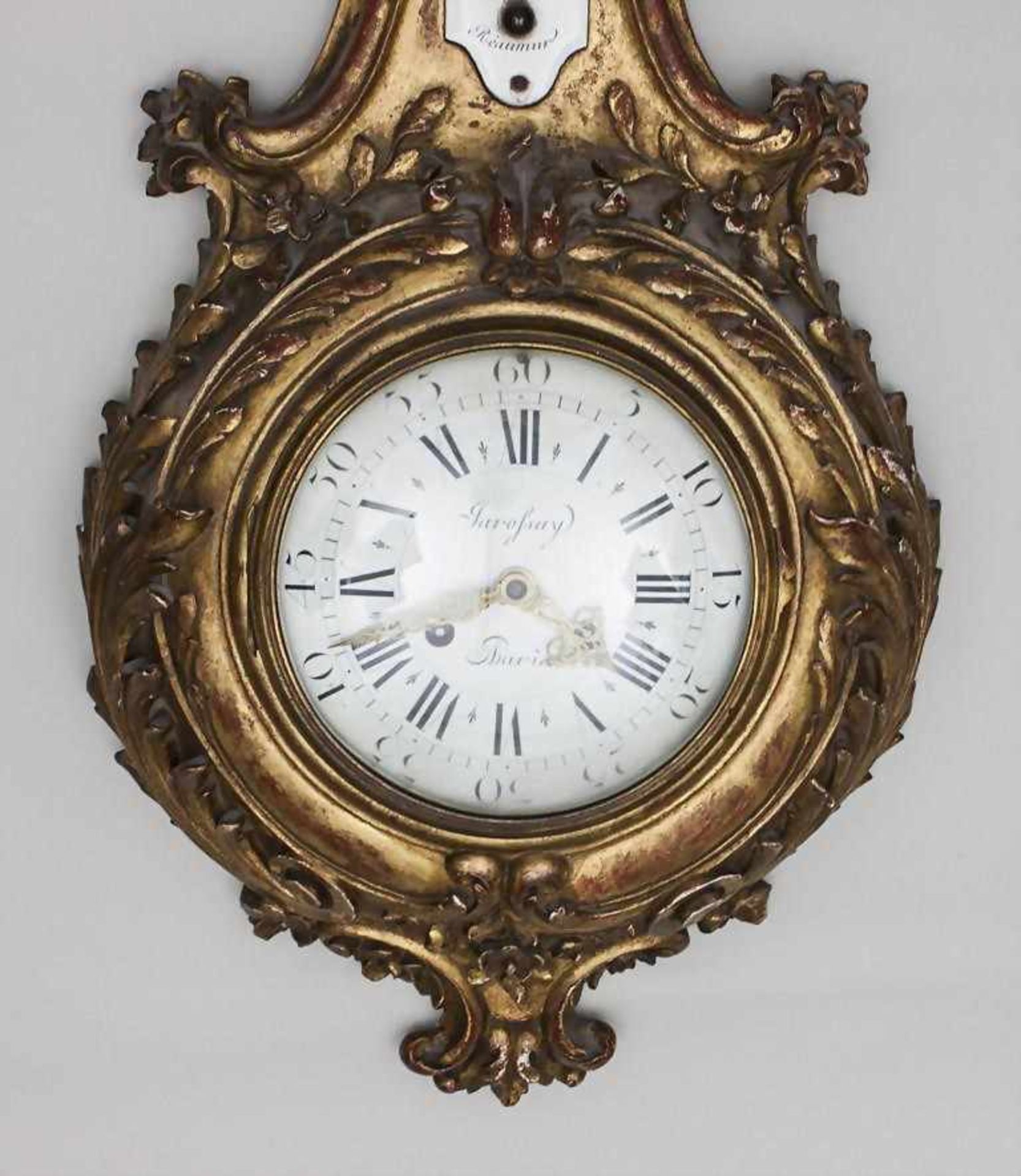 Louis-Seize-Wanduhr/ Clock, Jarossay Paris, um 1850reich geschnitztes rocaillereliefiertes - Image 2 of 4