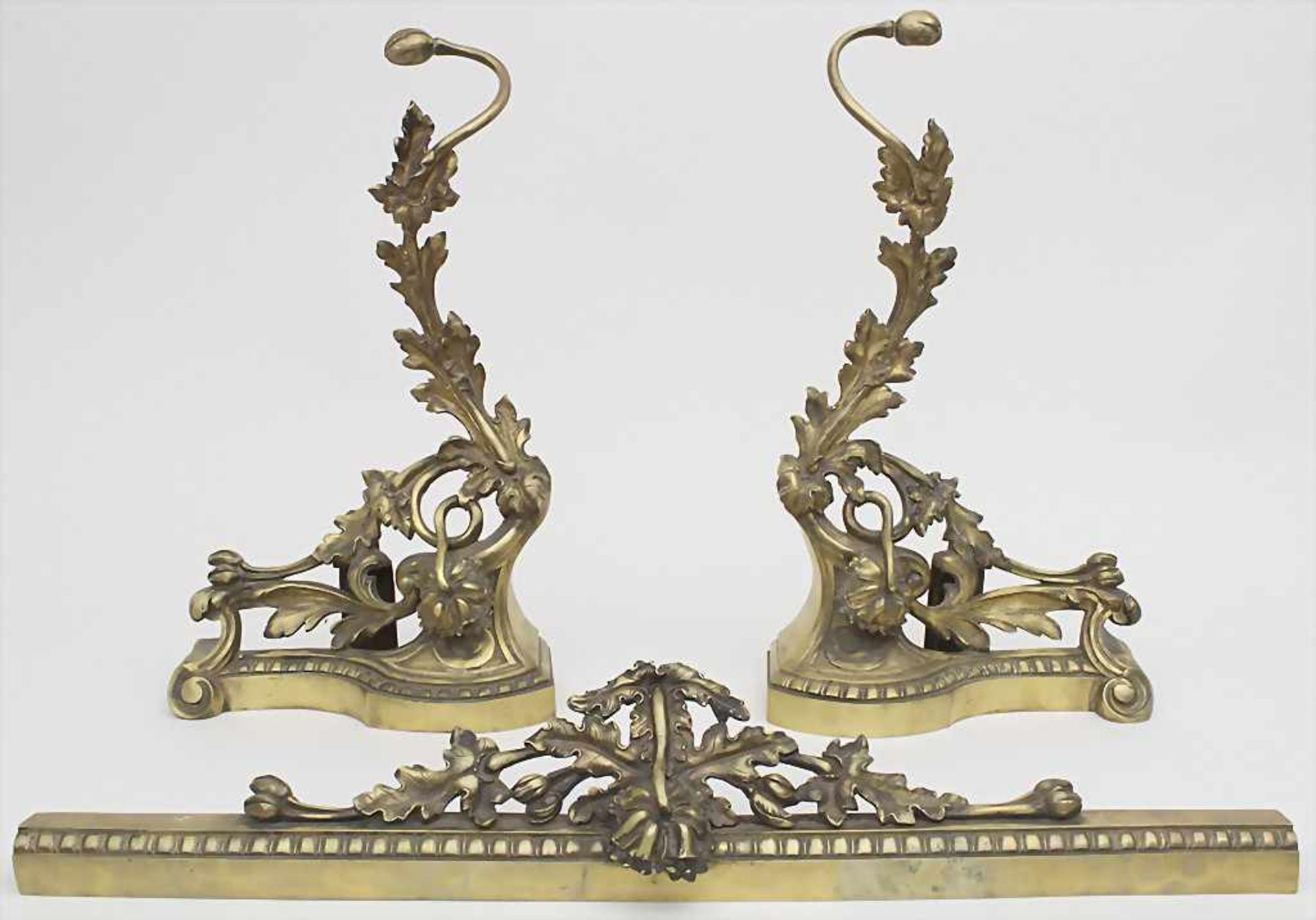 Jugendstil Kaminböcke / Art Nouveau fireplace bucks, Frankreich, um 1900Material: Bronze,Dekor: