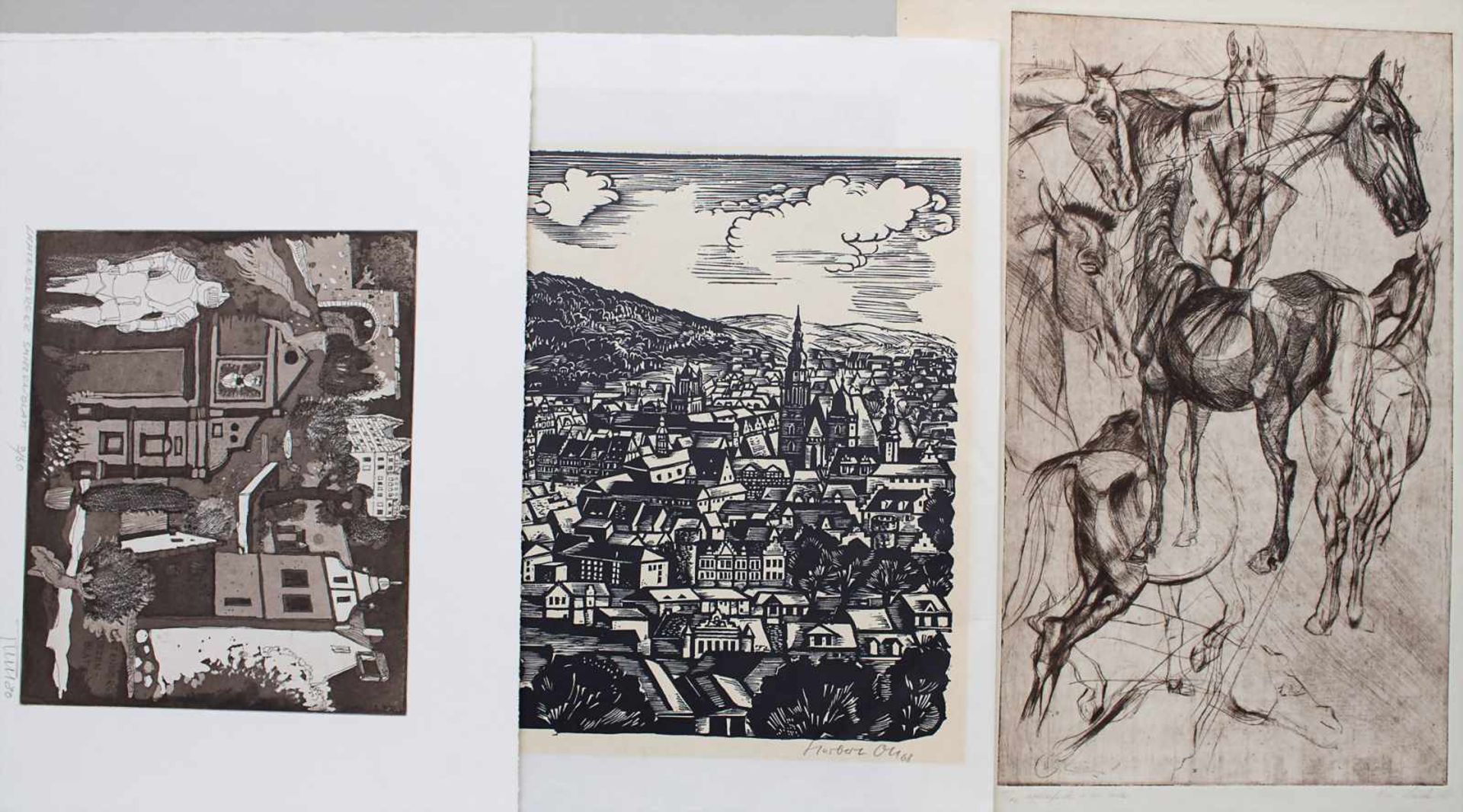 Konvolut 3 Grafiken / A set of 3 graphic artKünstler: Alfred Pohl (*1928), Herbert Ott (1915-1987),