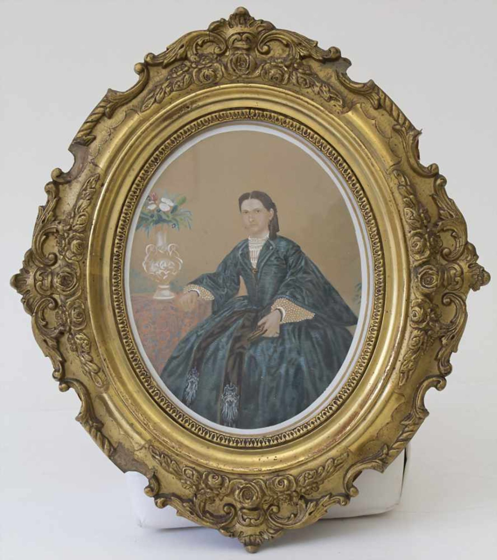 Künstler des 19. Jh., 'Interieur mit Damenporträt' / 'An interior with portrait of a lady'Technik: - Image 2 of 4