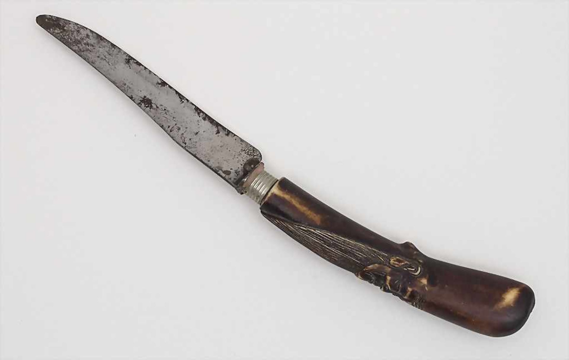 6 Messer mit beschnitzten Bein-Köpfen / Knifes with Carved Heads, Japan, um 1900Material: Bein - Image 3 of 3