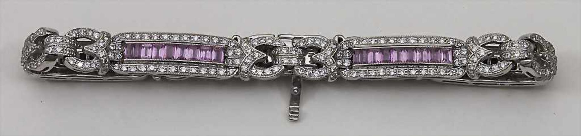 Art Déco Armband mit Saphiren / An Art Déco bracelet, England, um 1925Material: 18 Kt 750/000 WG, - Bild 2 aus 4