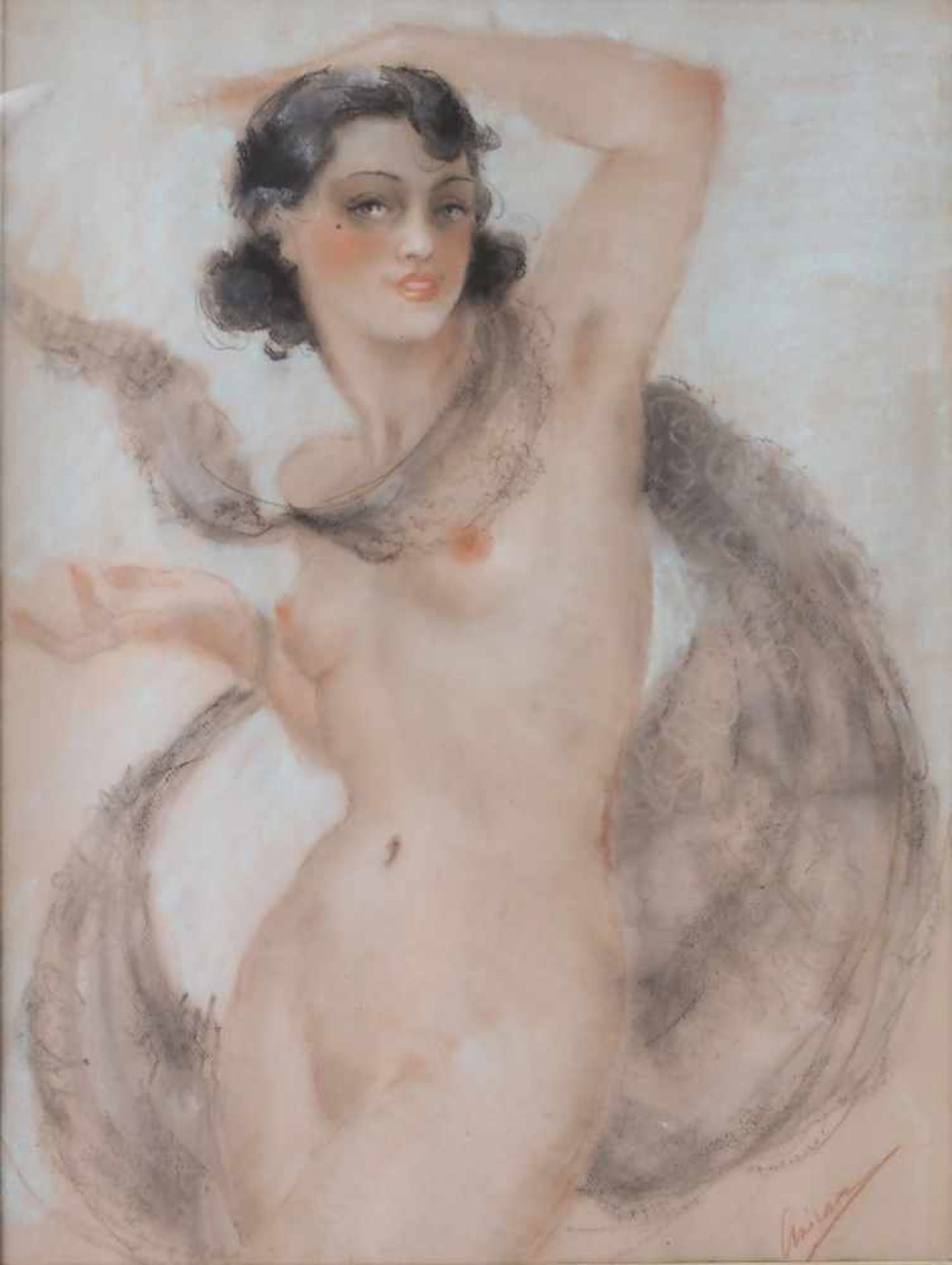 Marina Aniram (1899-?), Weiblicher Akt 'Tänzerin' / A female nude 'Dancer'Technik: Pastellkreide auf