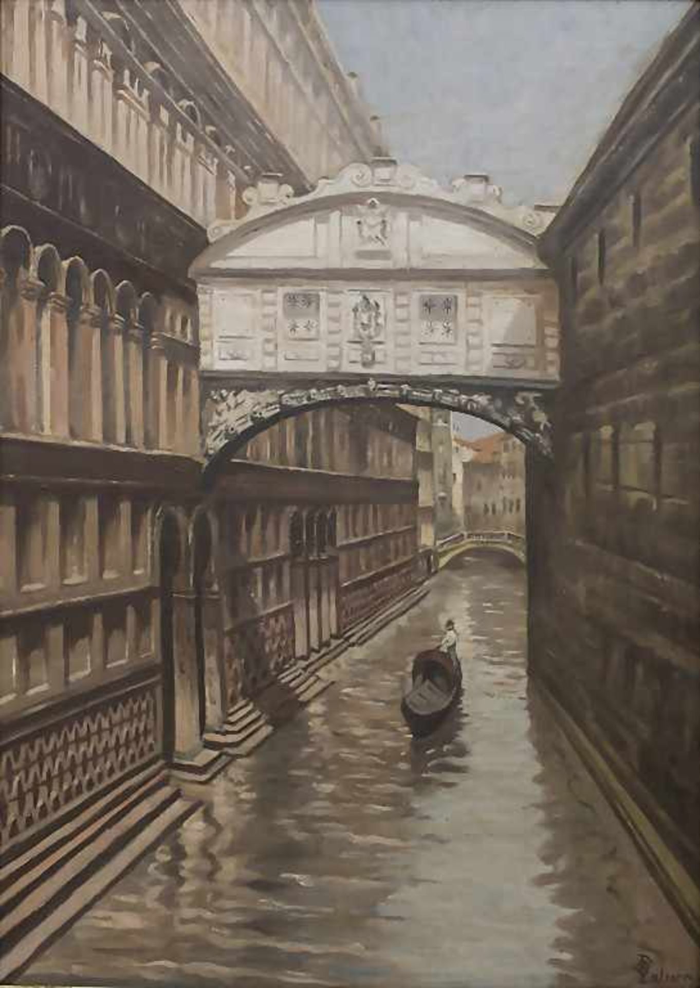 O. Palmers (19. Jh.), 'Kanal in Venedig' / 'A canal in Venice'Technik: Öl auf Leinwand,