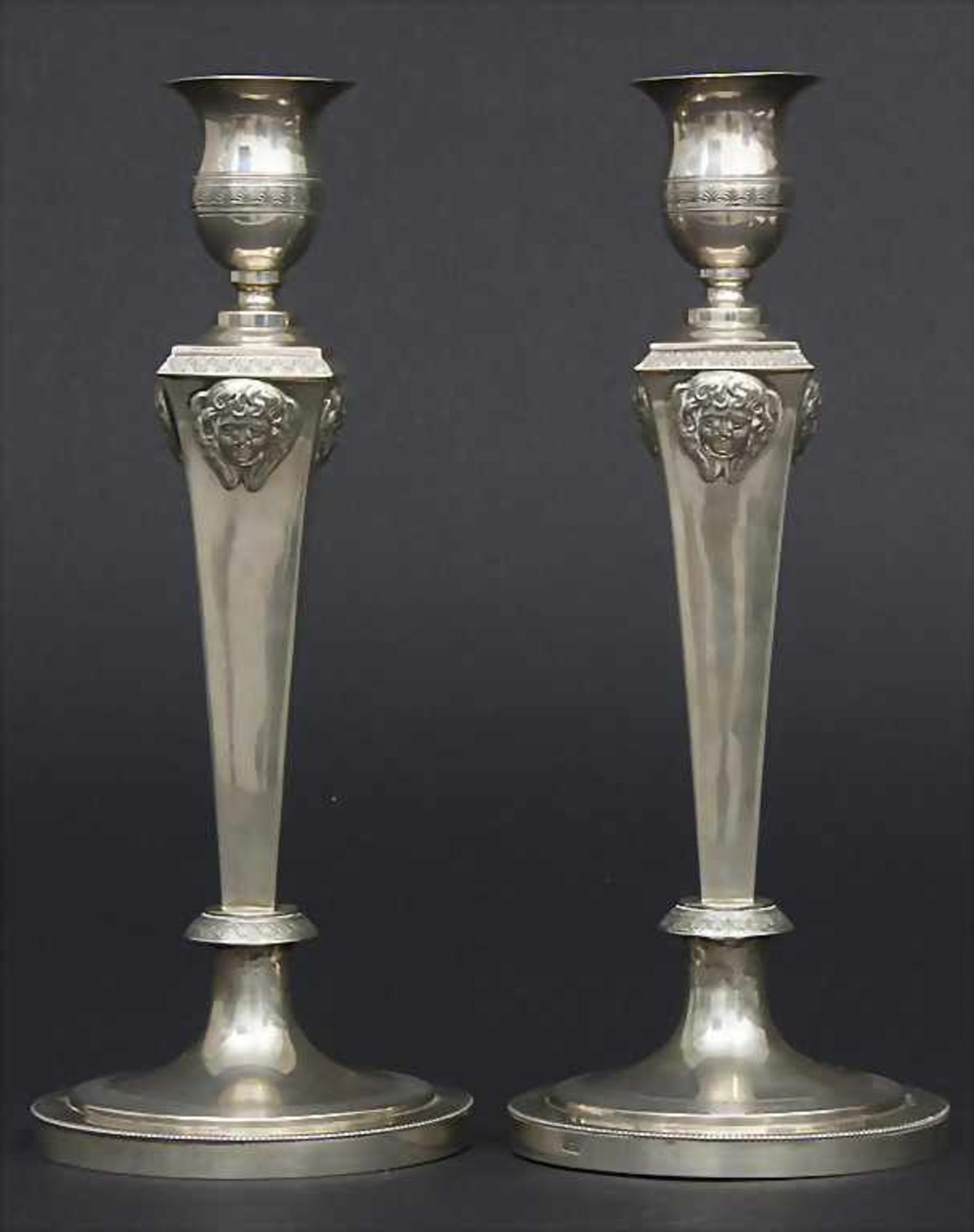 Paar Empire Kerzenleuchter / A pair of candlesticks, Carl Gottlob Schrödel, Dresden, 1818Material: - Image 2 of 8