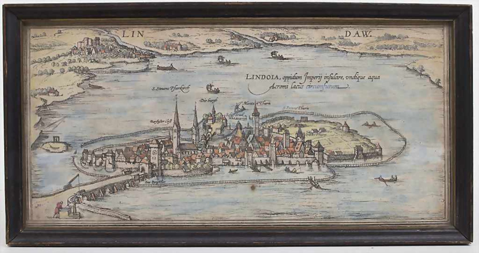 Satz 3 historische Stadtansichten 'Lindau', 'Frankfurt', 'Rostock' / a set of 3 historical city - Image 5 of 5