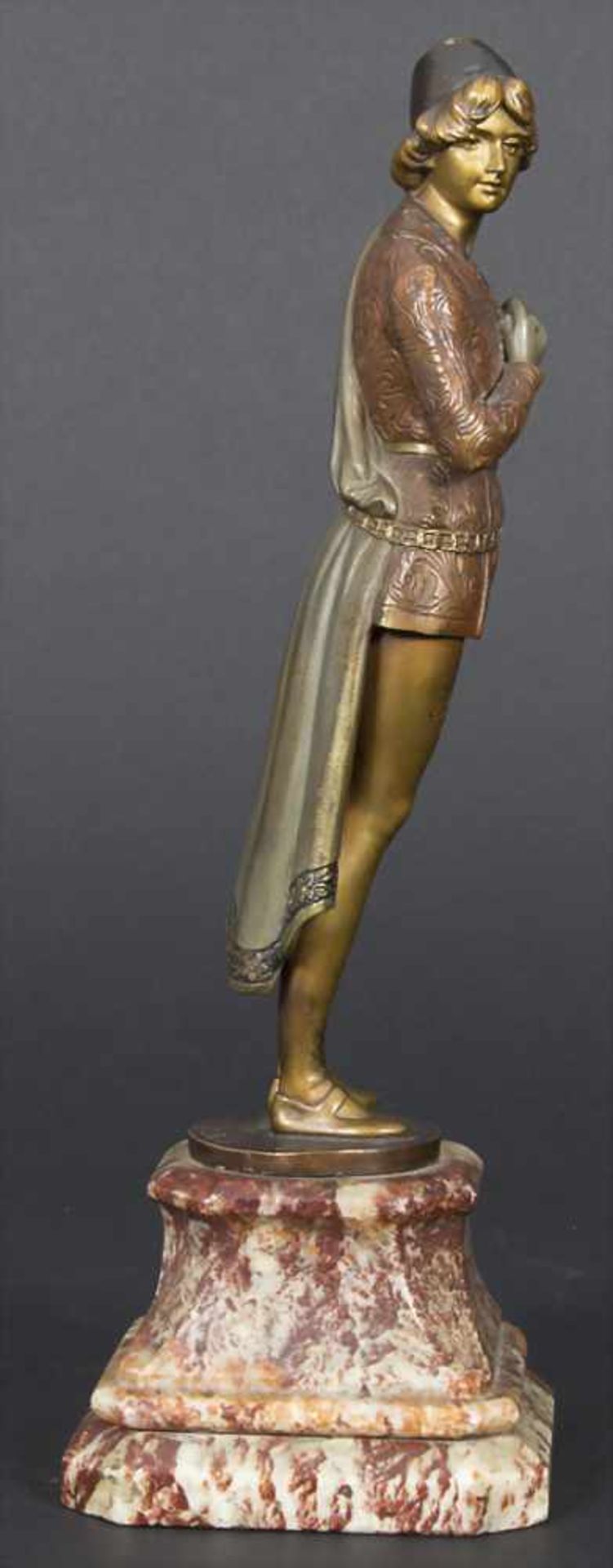 Jugendstil Skulptur, Adliger-Jüngling, Keck Hans (1875-1941)Material: Bronze, polychrom patiniert, - Image 4 of 6