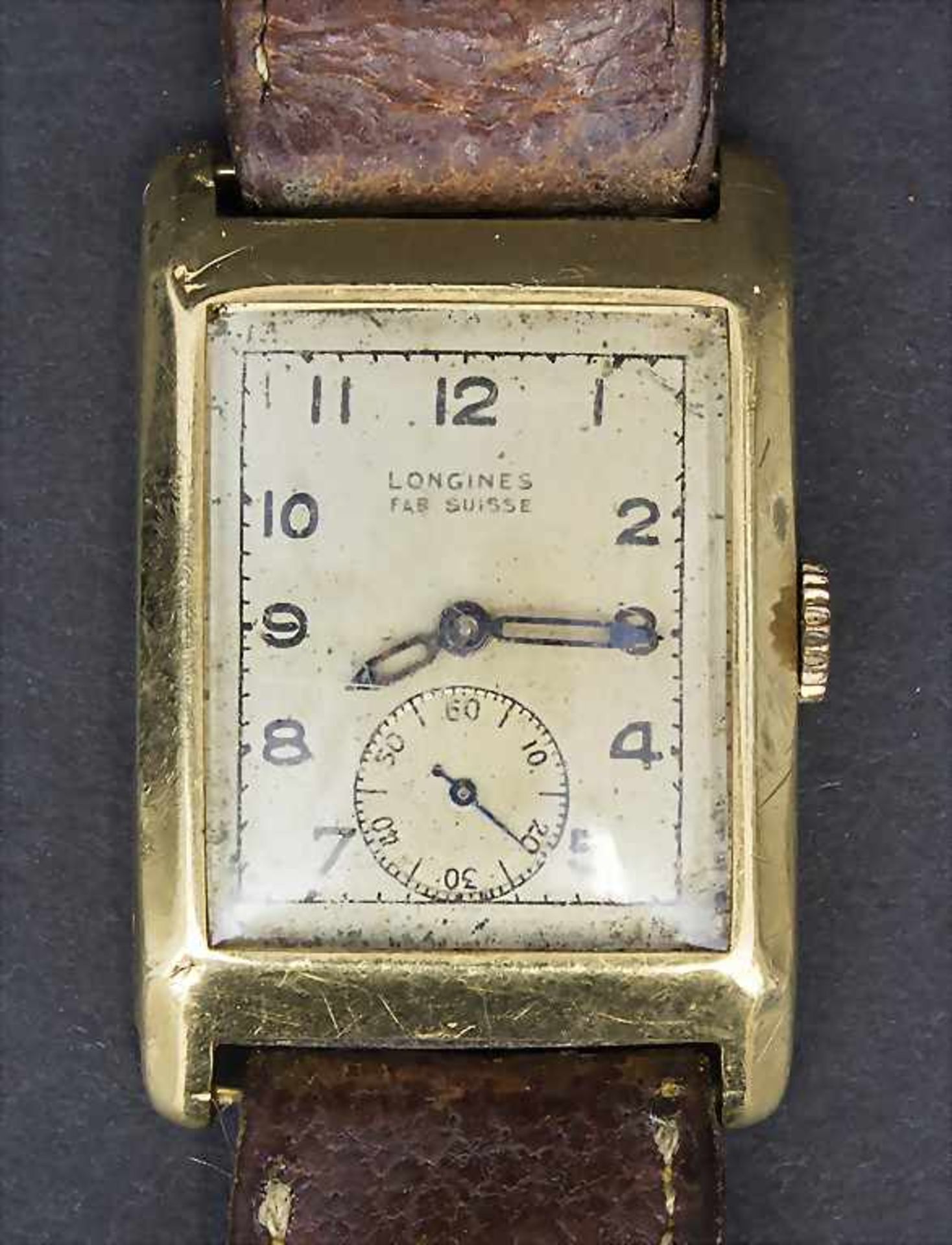 Art Deco HAU / A wristwatch, Longines, Schweiz/Swiss, um 1935Gehäuse: Gold 18 Kt 750/000 gepunzt,