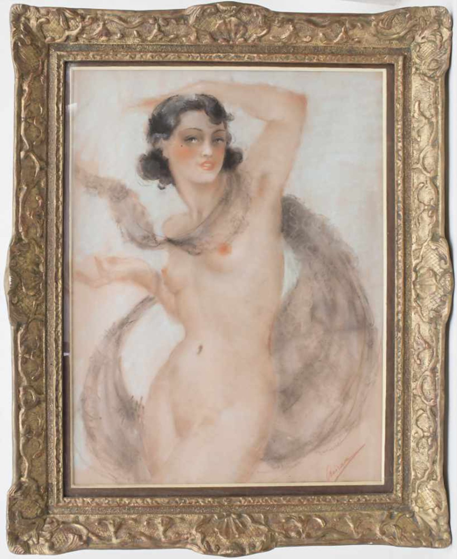 Marina Aniram (1899-?), Weiblicher Akt 'Tänzerin' / A female nude 'Dancer'Technik: Pastellkreide auf - Bild 2 aus 4
