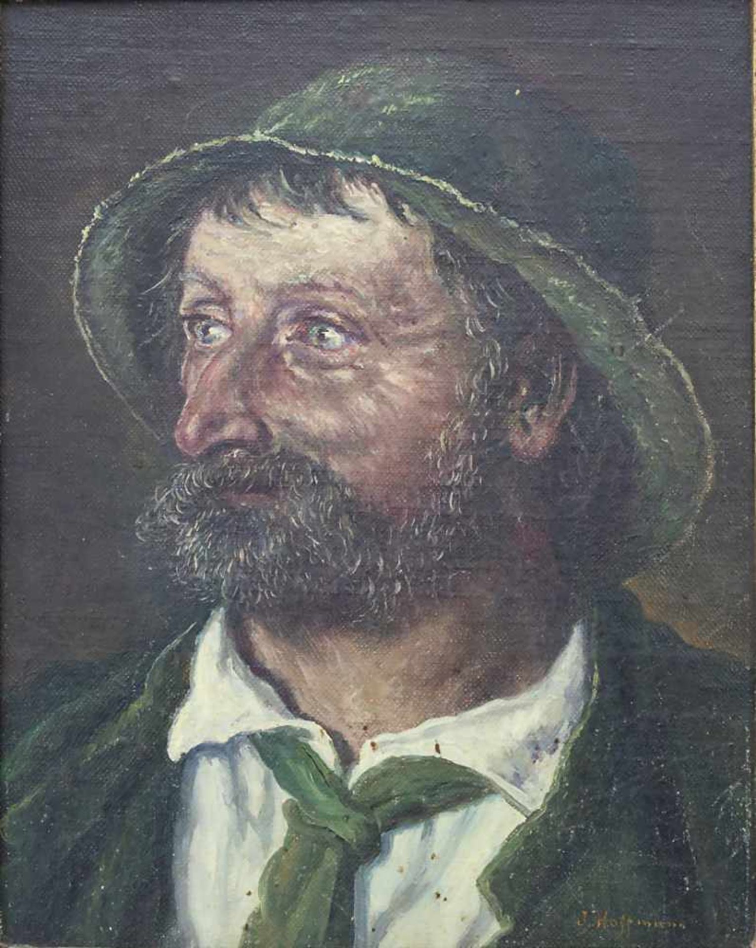 J. Hoffmann (19.Jh), 'Porträt eines Bärtigen mit Hut' / 'A portrait of a bearded man'Technik: Öl auf