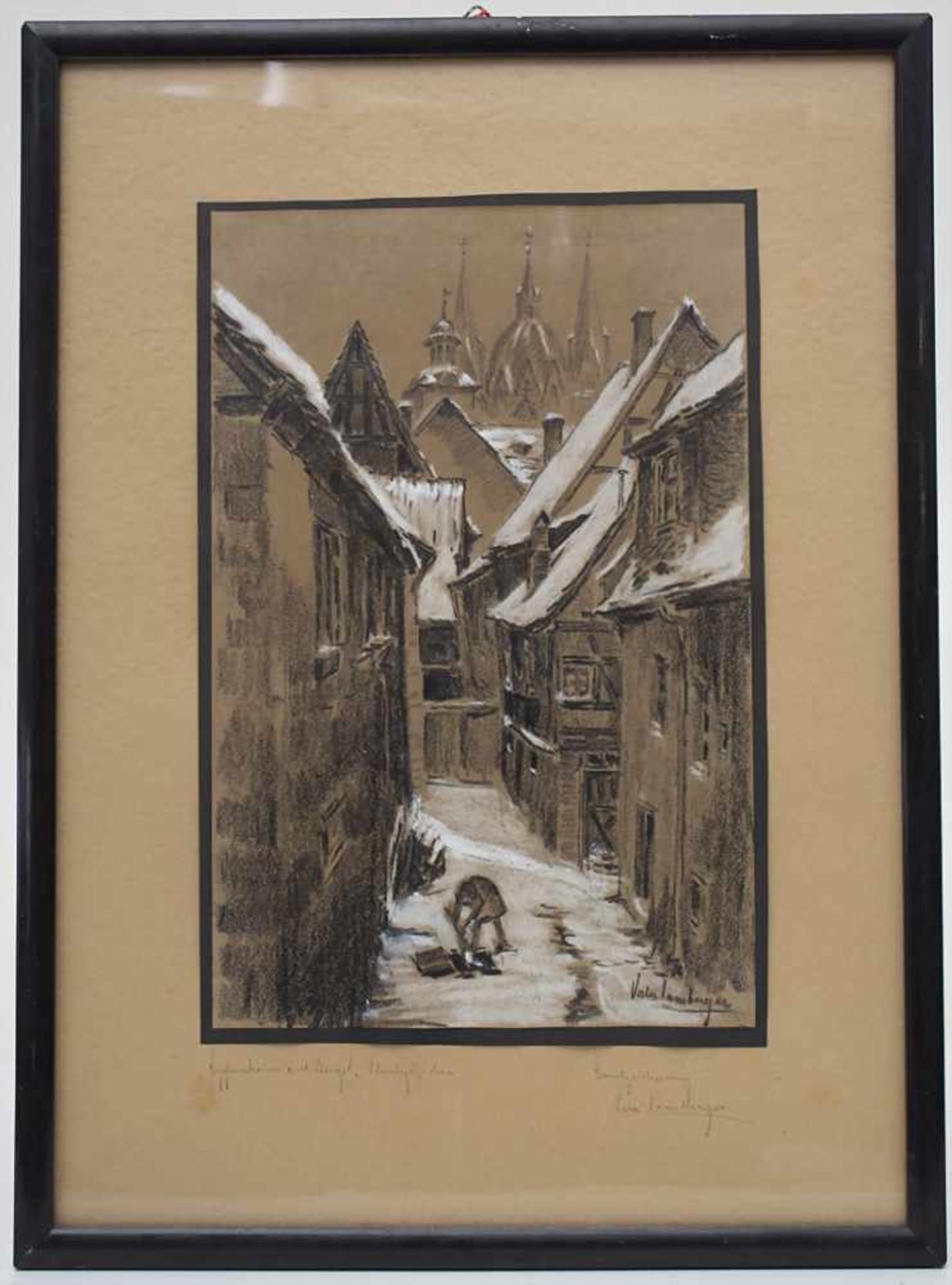 Vala Lamberger (1877-1953), 'Heppenheim an der Bergstraße -Schulgässchen'Technik: Kreide auf Papier, - Image 2 of 4