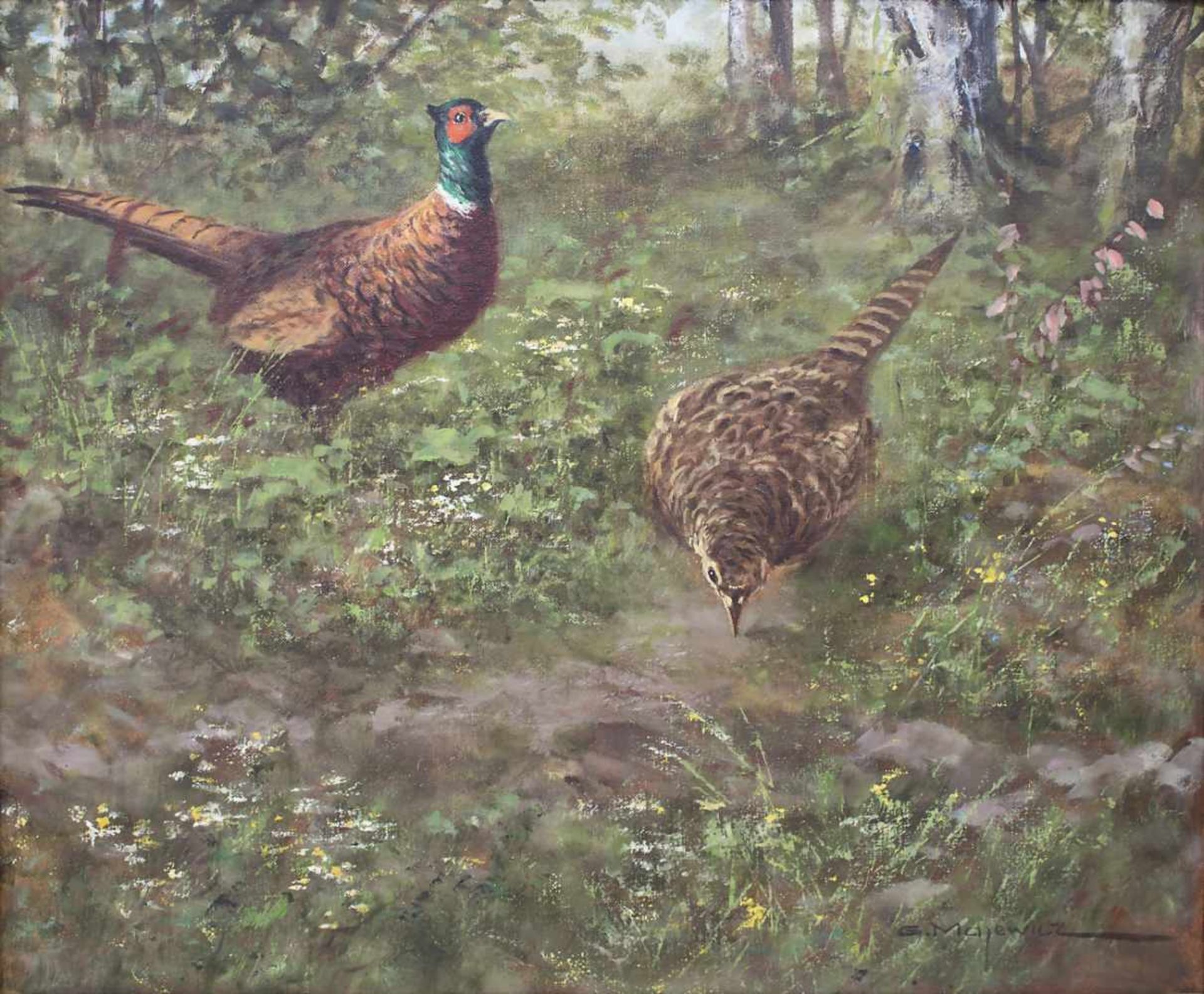 George Majewicz (1897-1973), 'Fasanenpaar' / 'A pheasant couple'Technik: Öl auf Leinwand, gerahmt,