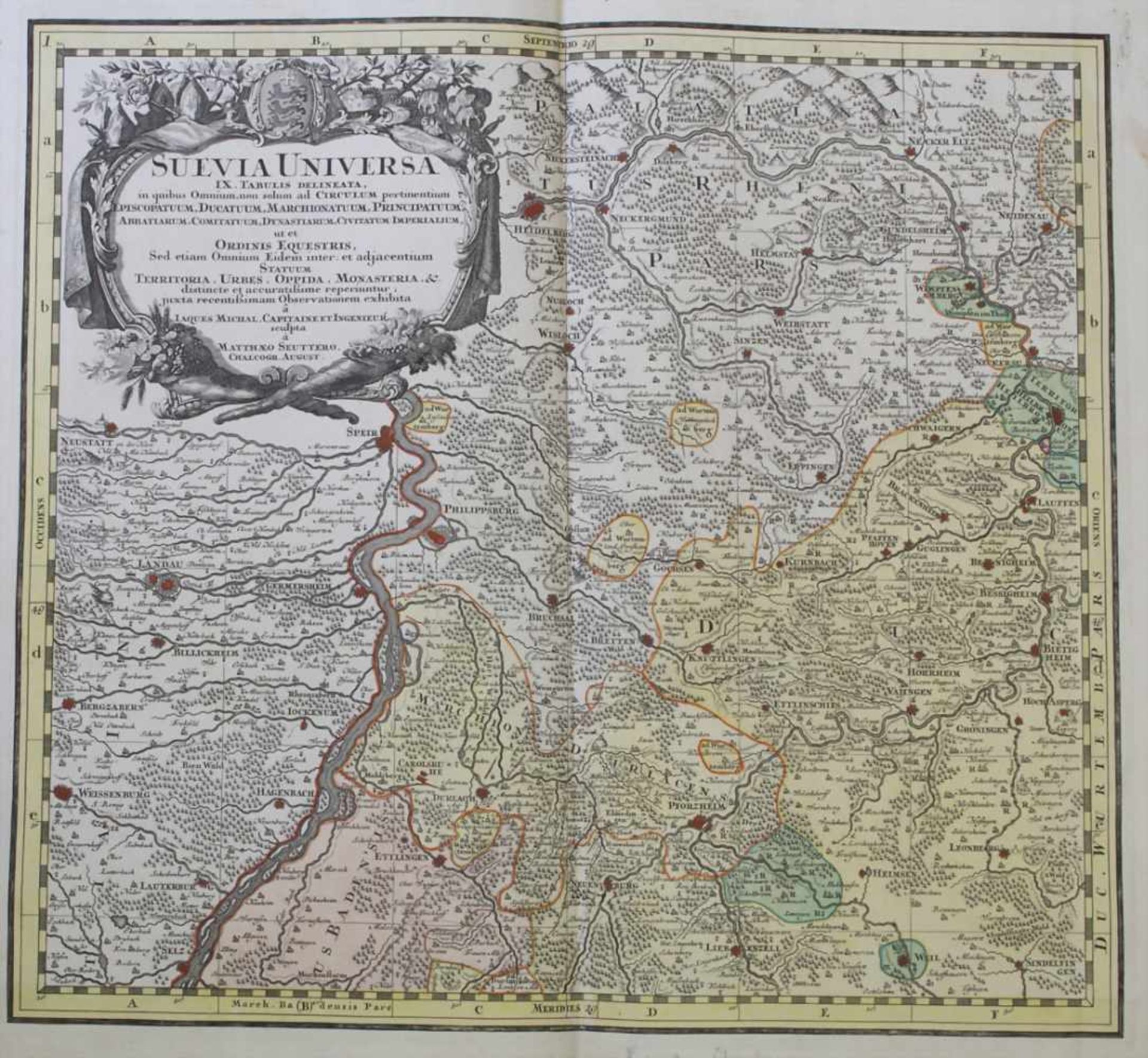 Matthias Seutter (1678-1757), Historische Karte Baden-Württembergs 'Suevia Universa' / A historic