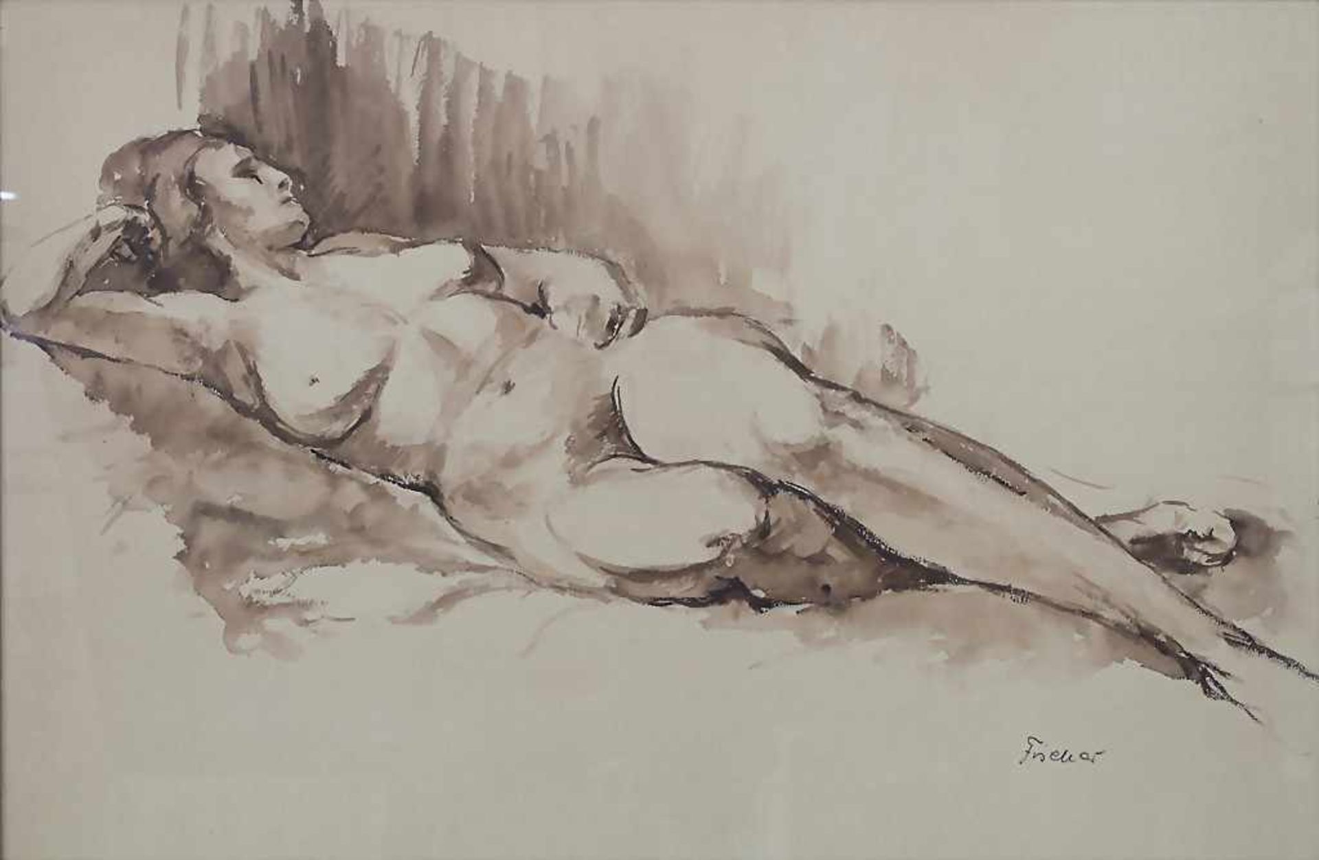 Carl Fischer (1887-1962), 'Weiblicher Akt' / 'A female nude'Technik: Aquarell auf Ingres, gerahmt,