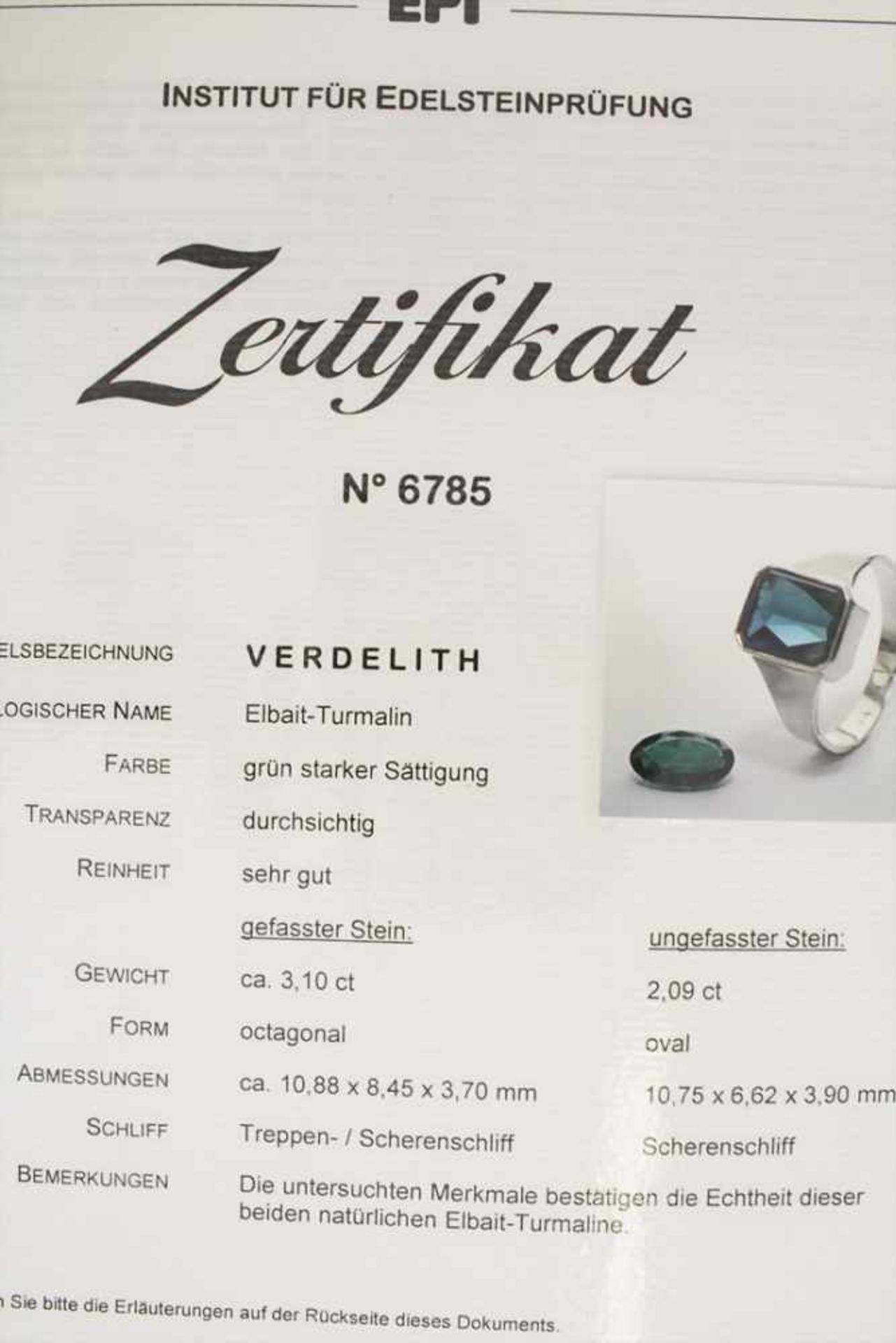 Damenring mit Turmalin / A ladies ring with a tourmalineMaterial: WG 750/000, Turmalin 3,1 ct, - Bild 3 aus 3