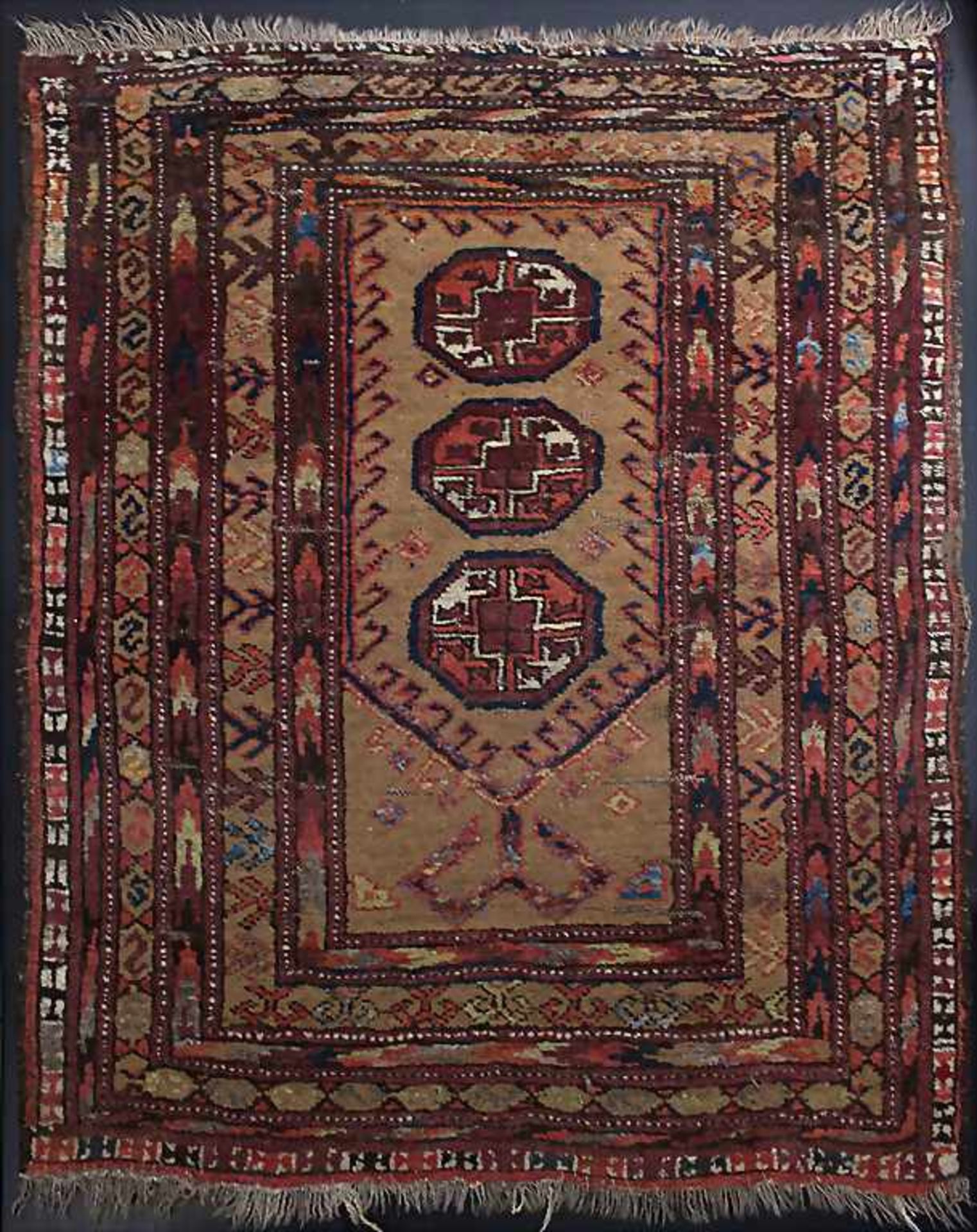 Orientteppich / An oriental carpet, wohl TurkmeneMaterial: Wolle auf Wolle, Maße: 74 x 98 cm,