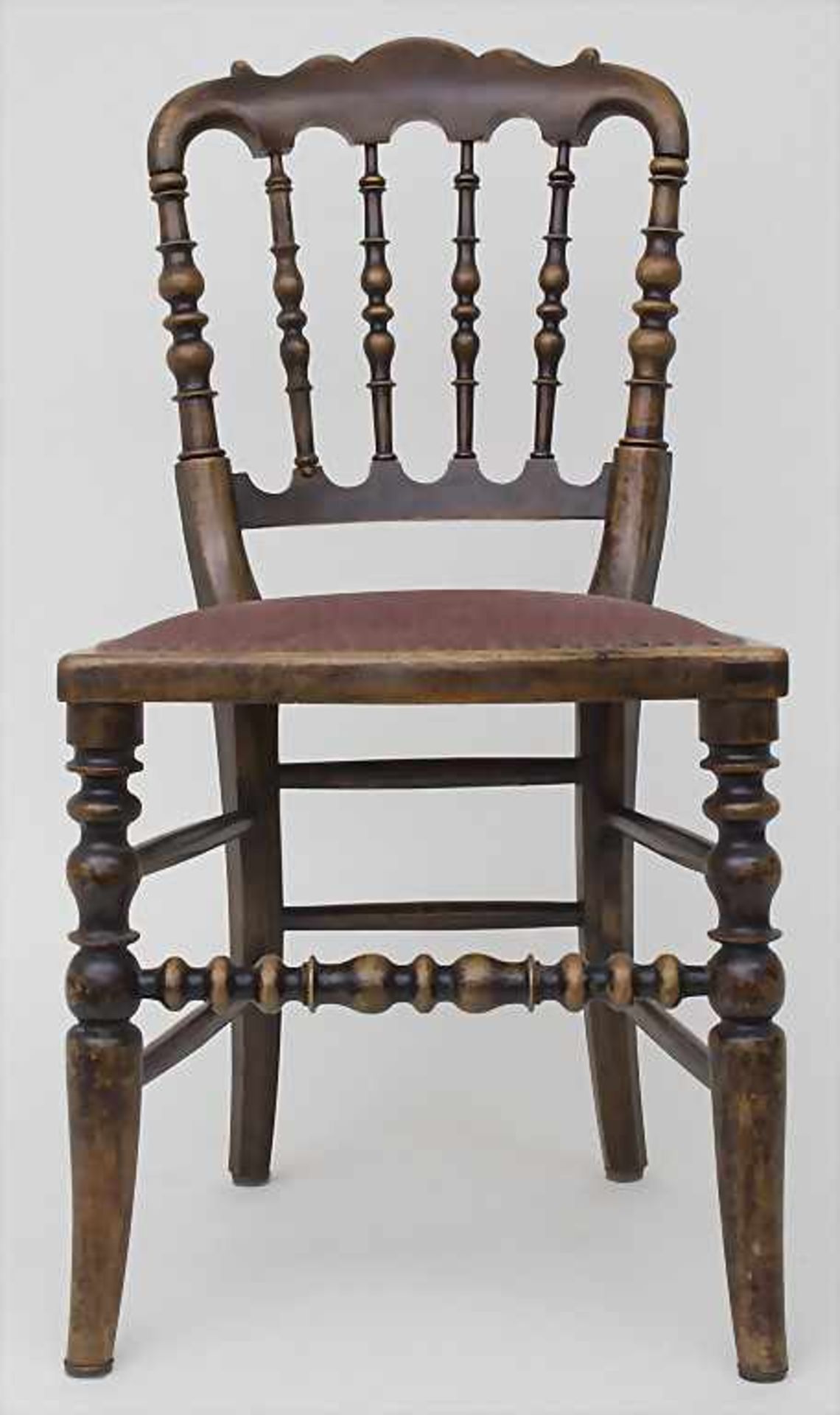 Gründerzeit Stuhl / A historism chair, 19. Jh.Material: gedrechseltes, dunkel gebeiztes Holz,