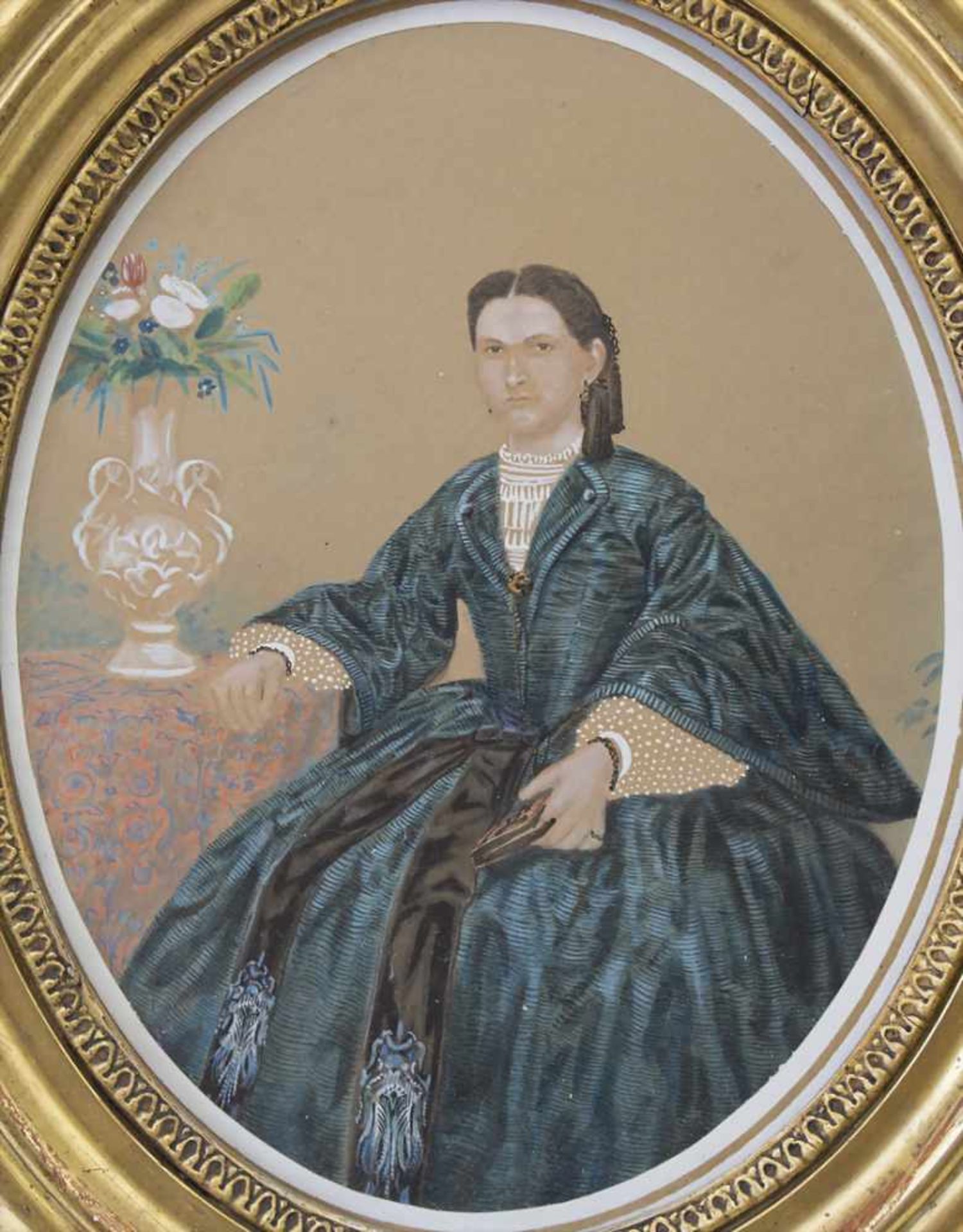 Künstler des 19. Jh., 'Interieur mit Damenporträt' / 'An interior with portrait of a lady'Technik: