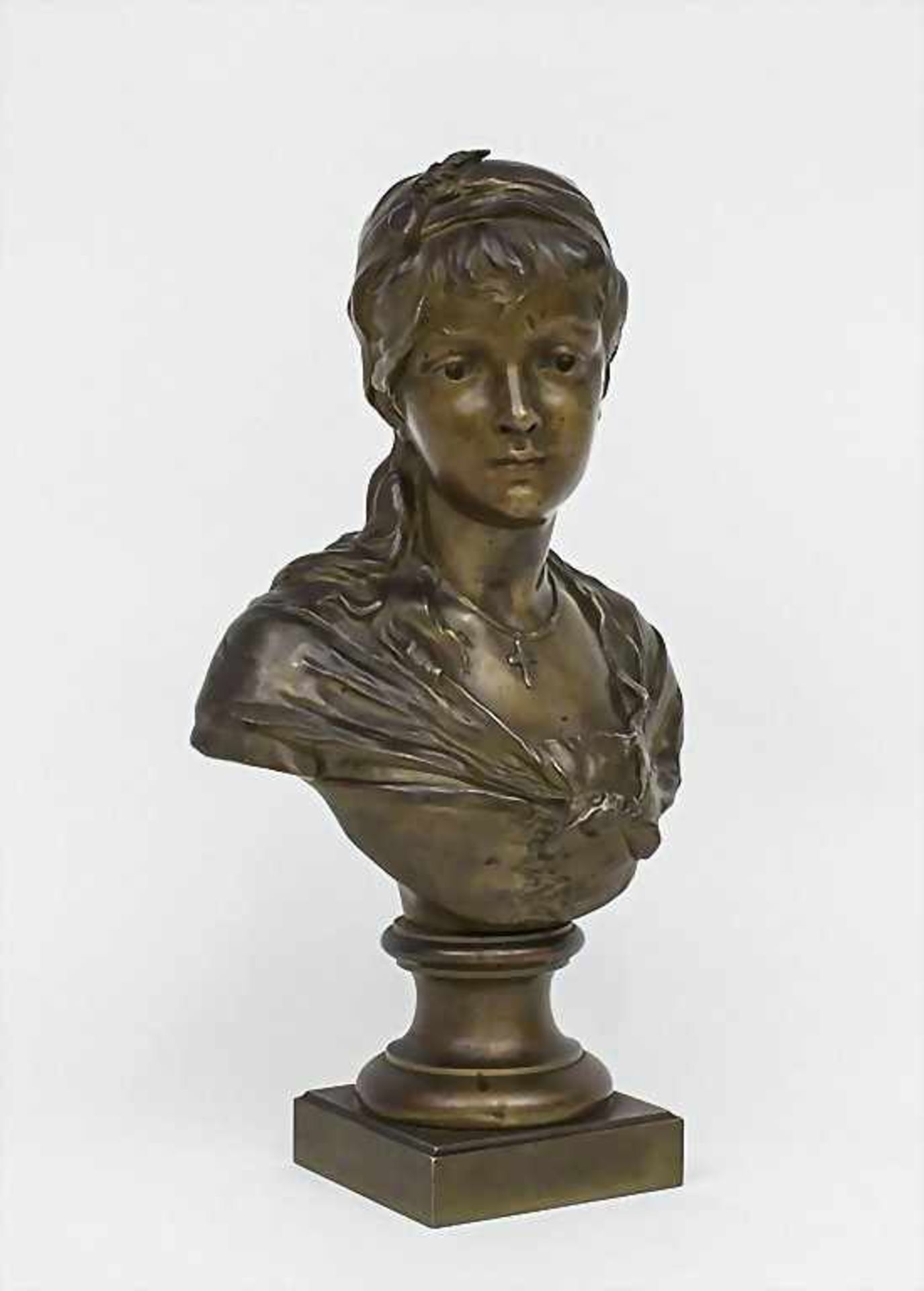 Büste eines nachdenklichen Mädchens / Bust Of A Girl, Louis Émile Cana (1845-c.1895)auf rechteckigem - Bild 2 aus 4