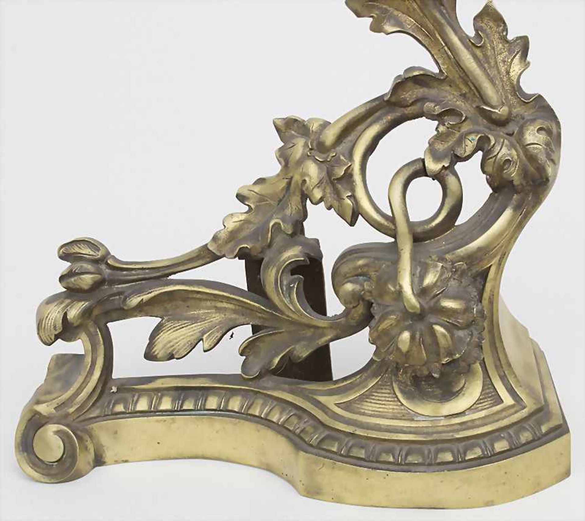 Jugendstil Kaminböcke / Art Nouveau fireplace bucks, Frankreich, um 1900Material: Bronze,Dekor: - Bild 2 aus 3