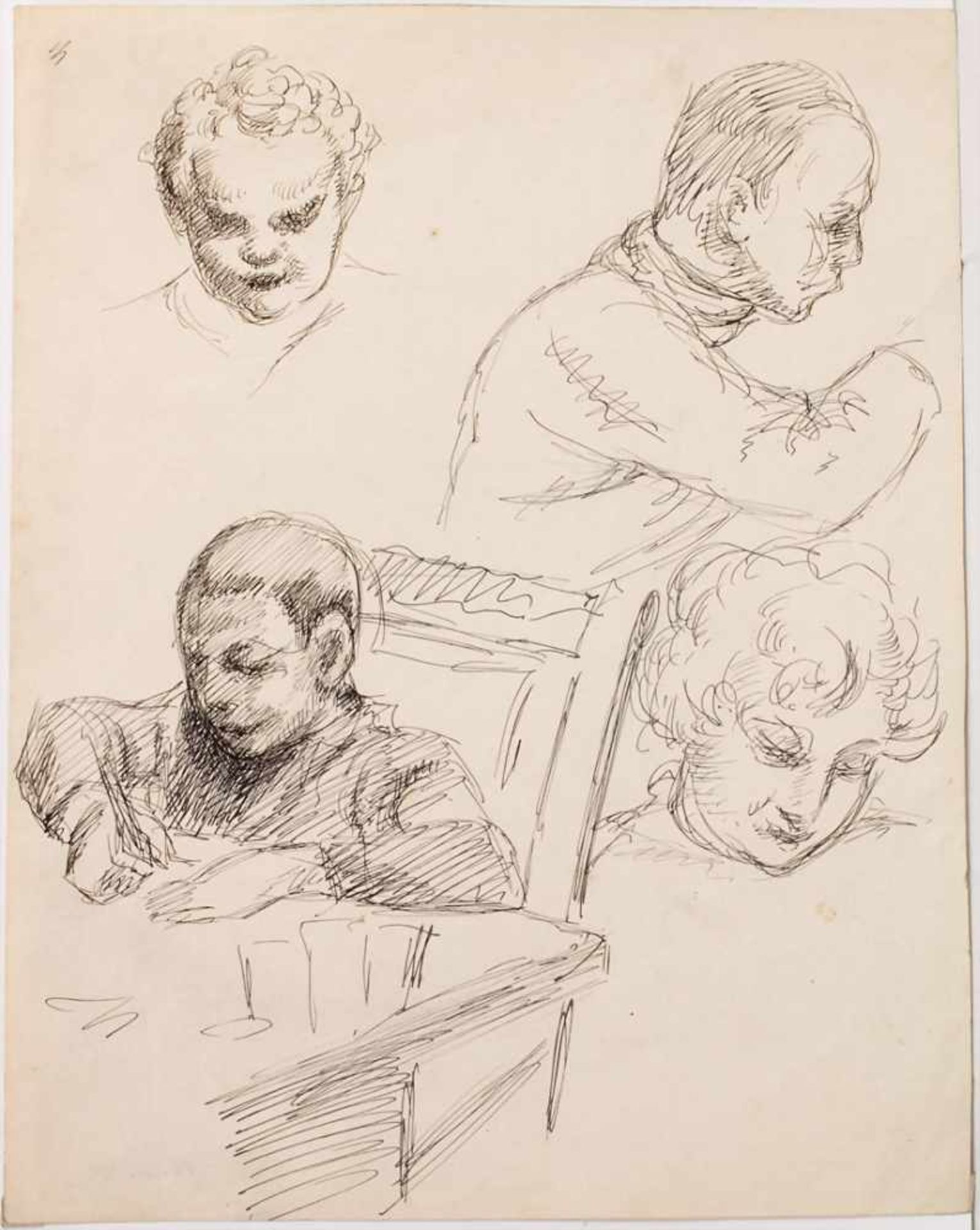 Béla Kádár (1877-1956), Tuscheskizzen 'Knaben' / Ink sketches 'boys'Technik: Tuschezeichnung auf