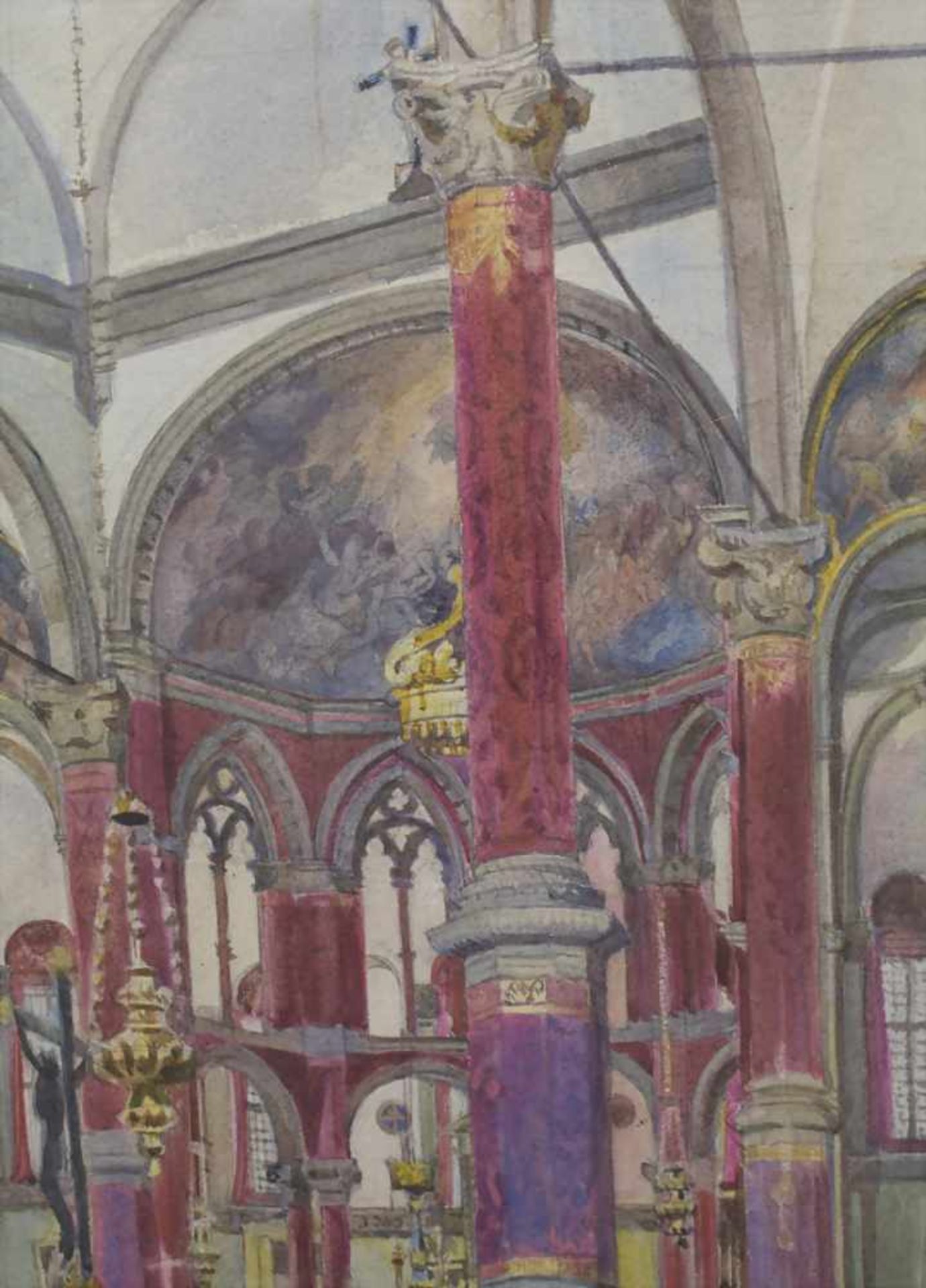 Viktor Roman (1841-1916), 'Kircheninterieur' / 'A church interior'Technik: Aquarell auf Papier, - Image 4 of 5