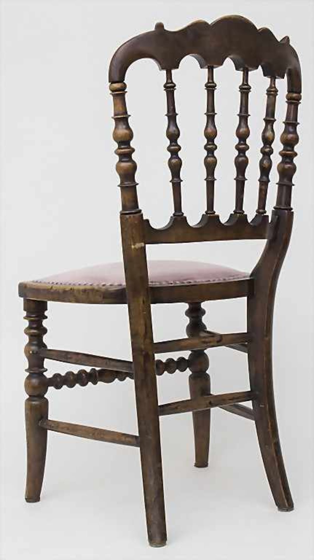 Gründerzeit Stuhl / A historism chair, 19. Jh.Material: gedrechseltes, dunkel gebeiztes Holz, - Bild 3 aus 4