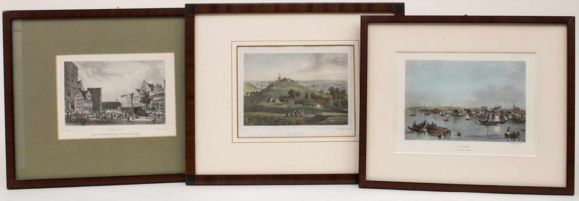 Konvolut 3 historische Ansichten Hamburgs / A set of 3 historic views of HamburgTitel: Blankenese,