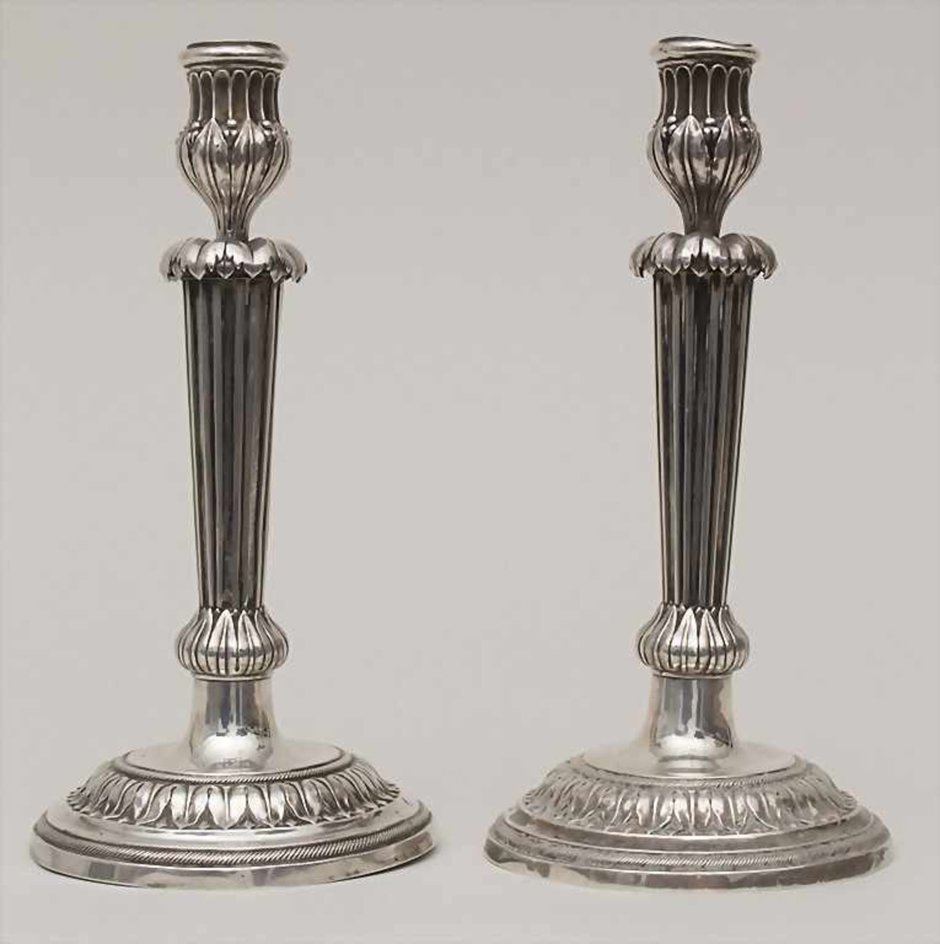 Paar Kerzenleuchter / A pair of silver candlesticks, Johannes Baptistus Verbercht, Antwerpen /