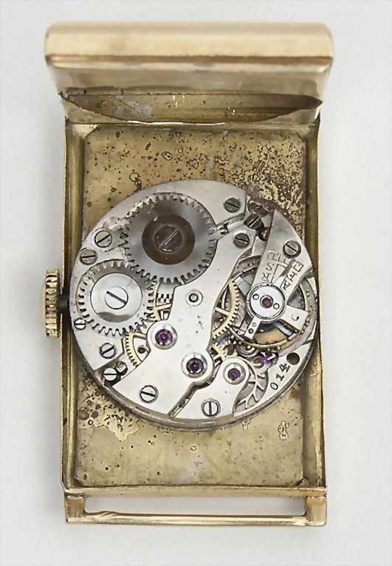 Art Decó Herrenarmbanduhr, Wrist Watch, Swiss, ca. 1925Gehäuse: Gold 18 Kt 750/000 gepunzt, Nr. - Image 3 of 3