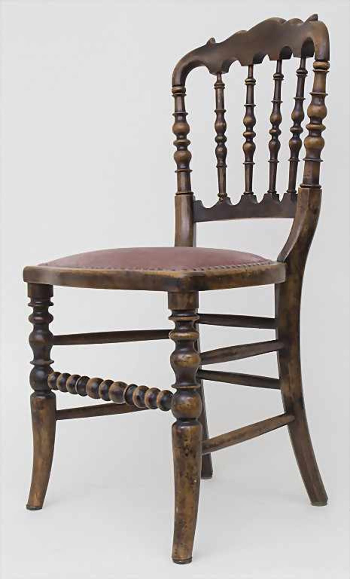 Gründerzeit Stuhl / A historism chair, 19. Jh.Material: gedrechseltes, dunkel gebeiztes Holz, - Bild 2 aus 4