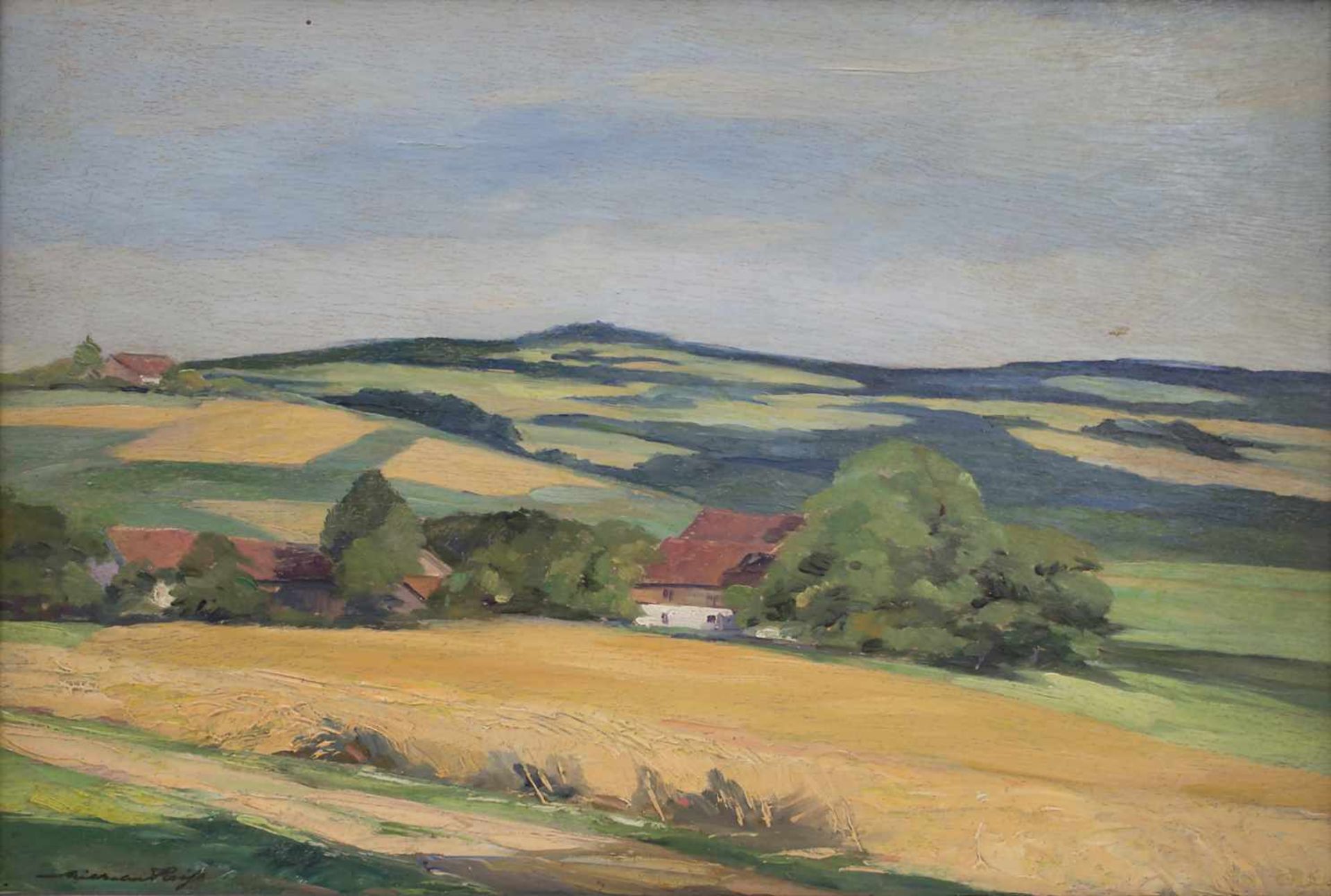 Wilhelm Reiß (*1883-?), 'Landschaft mit Bauernhäusern' / 'A landscape with farm houses'Bei Schloss