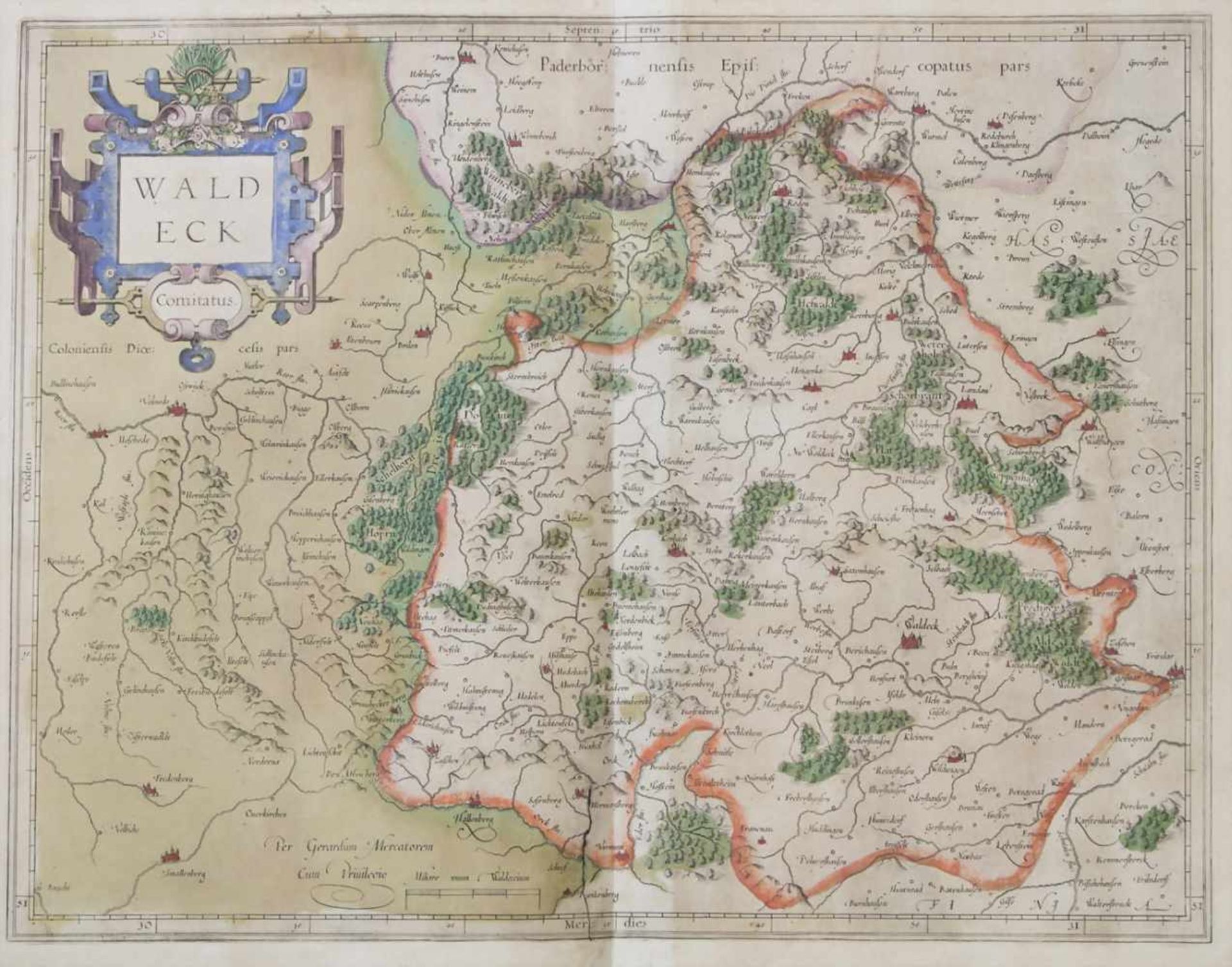Gerhard Mercator (1512-1594), Historische Karte 'Waldeck' / A historic map of 'Waldeck'Titel: