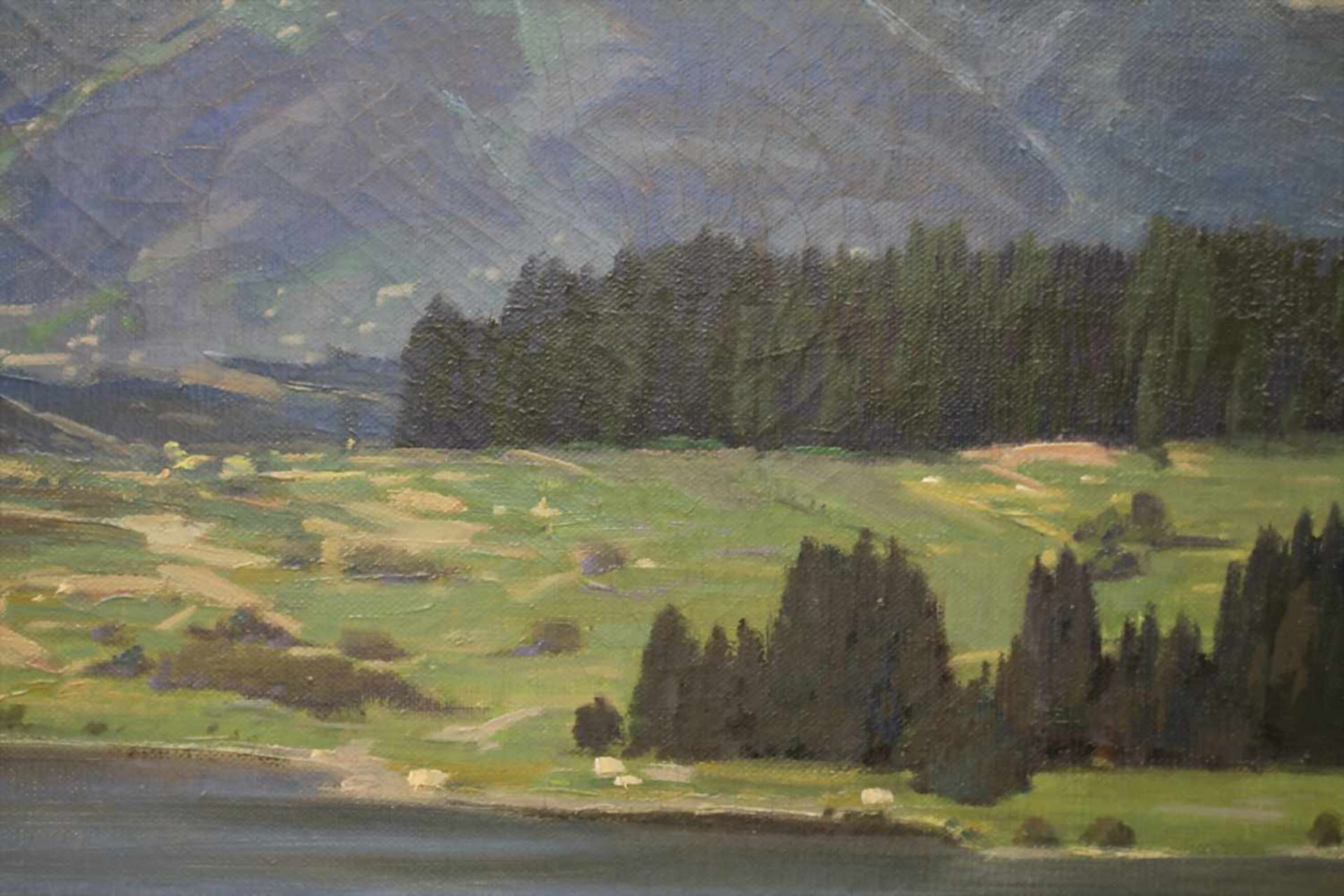 Karl Wagner (1796-1867), 'Alpenlandschaft mit Bergsee' / 'A mountain with lake'Technik: Öl auf - Image 4 of 5