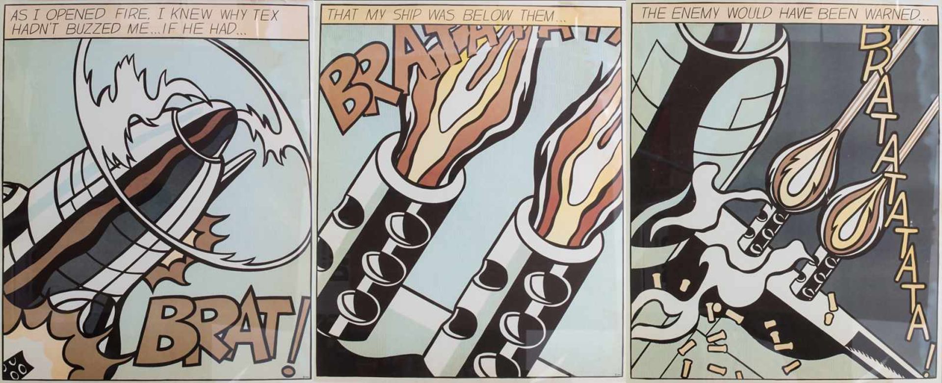 Roy Lichtenstein (1923-1997), Triptychon 'As I opened fire'Technik: Farboffsetlithografien auf
