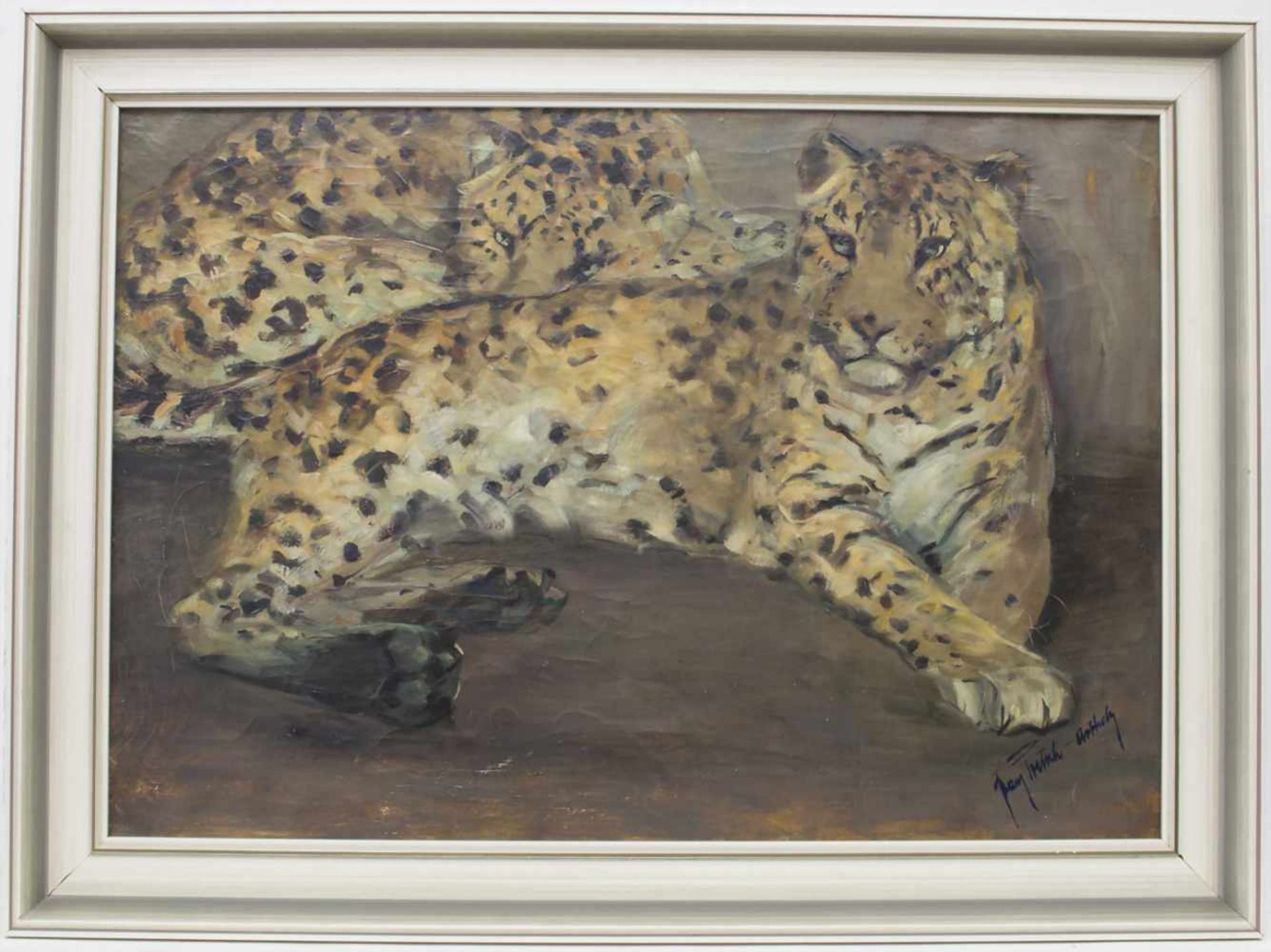 Franz Poetsch (1912-1971), 'Leopardenpaar' / 'A lion couple'Technik: Öl auf Leinwand, gerahmt, - Image 2 of 7