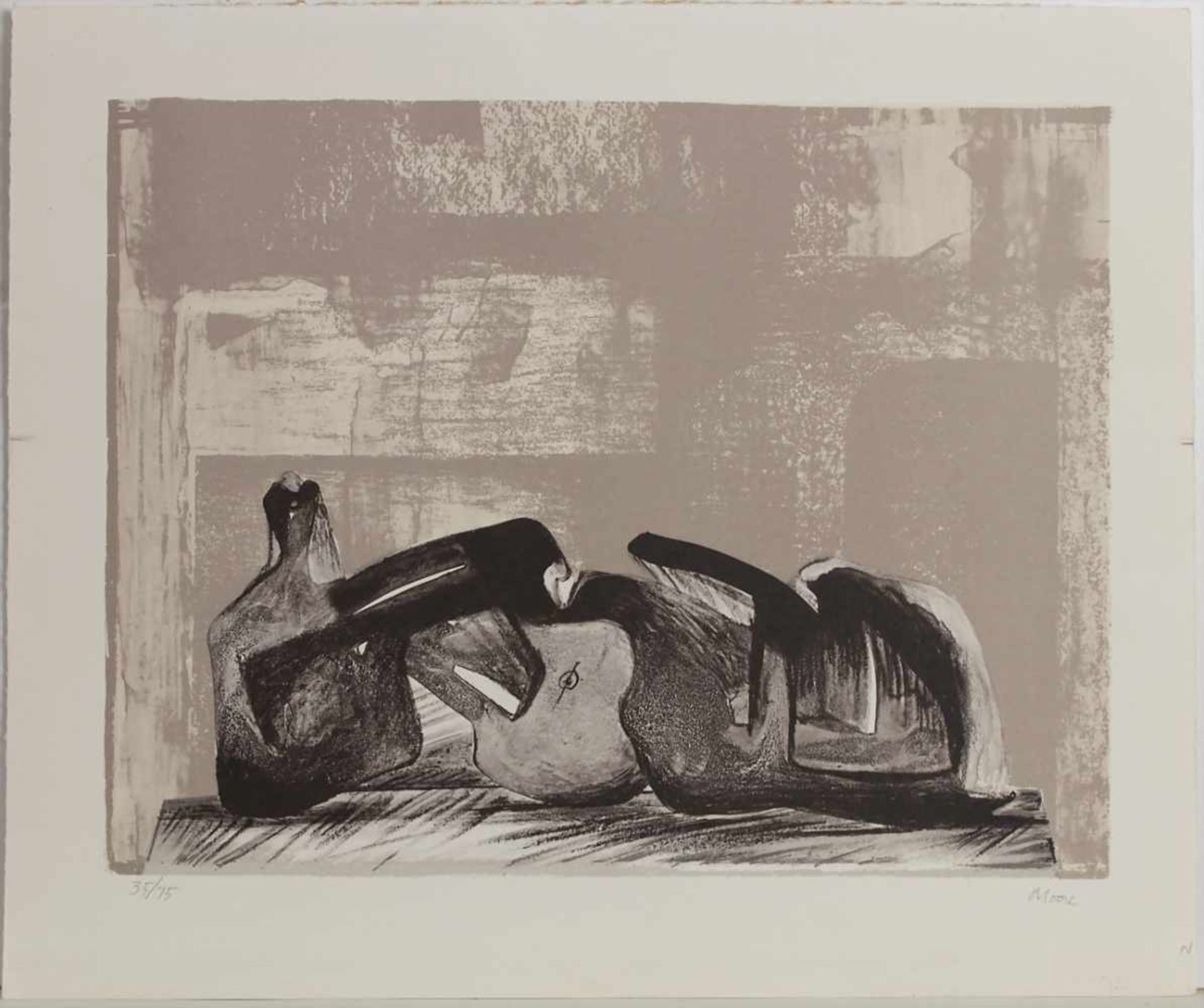 Henry Moore (1898-1986), 'Liegende' / 'Reclining figure'Technik: Lithografie auf Papier, - Image 3 of 5