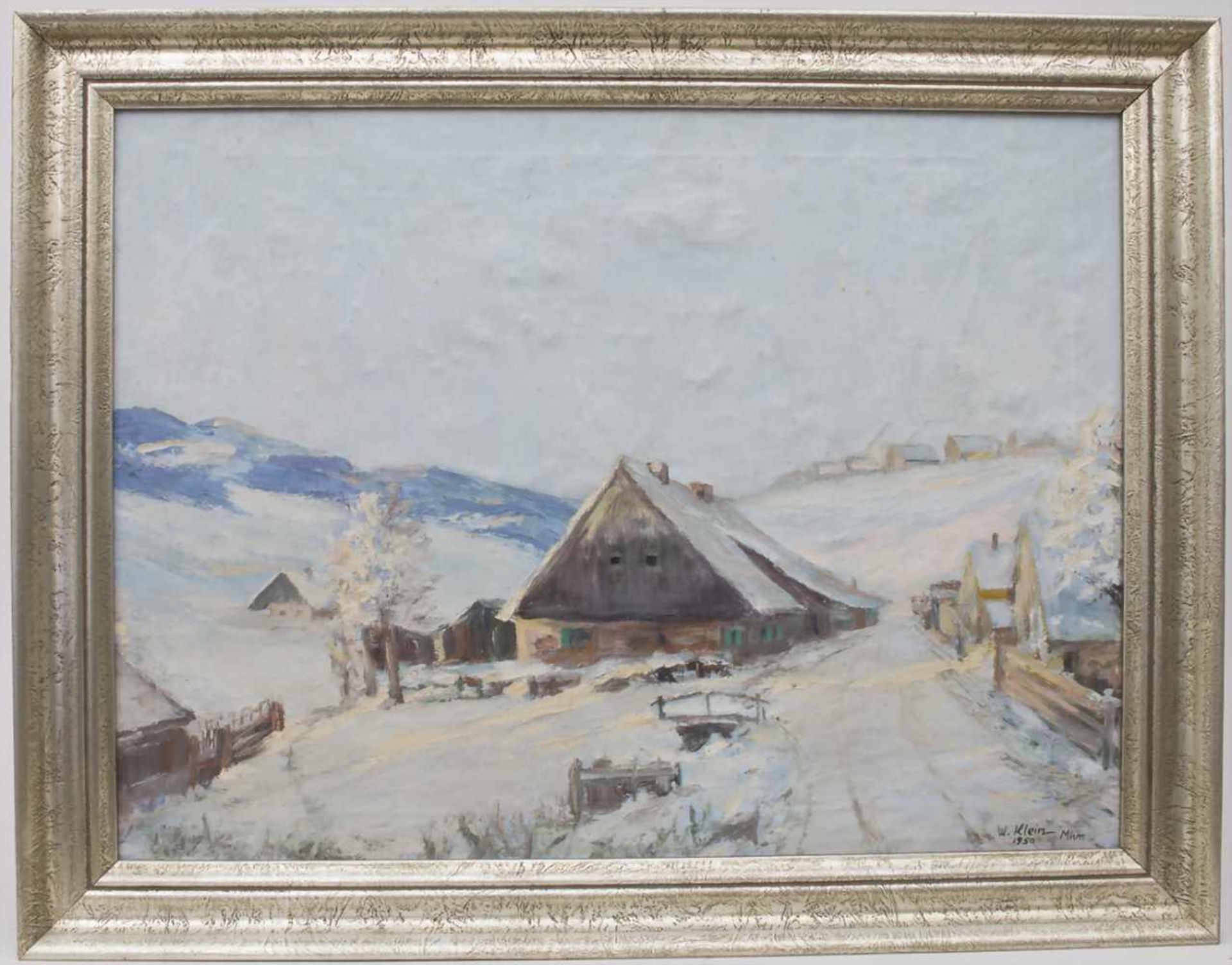 W. Klein (19./20. Jh.), 'Winterlandschaft mit Bauernhäusern' / 'A winter landscape with farmhouses' - Image 2 of 5