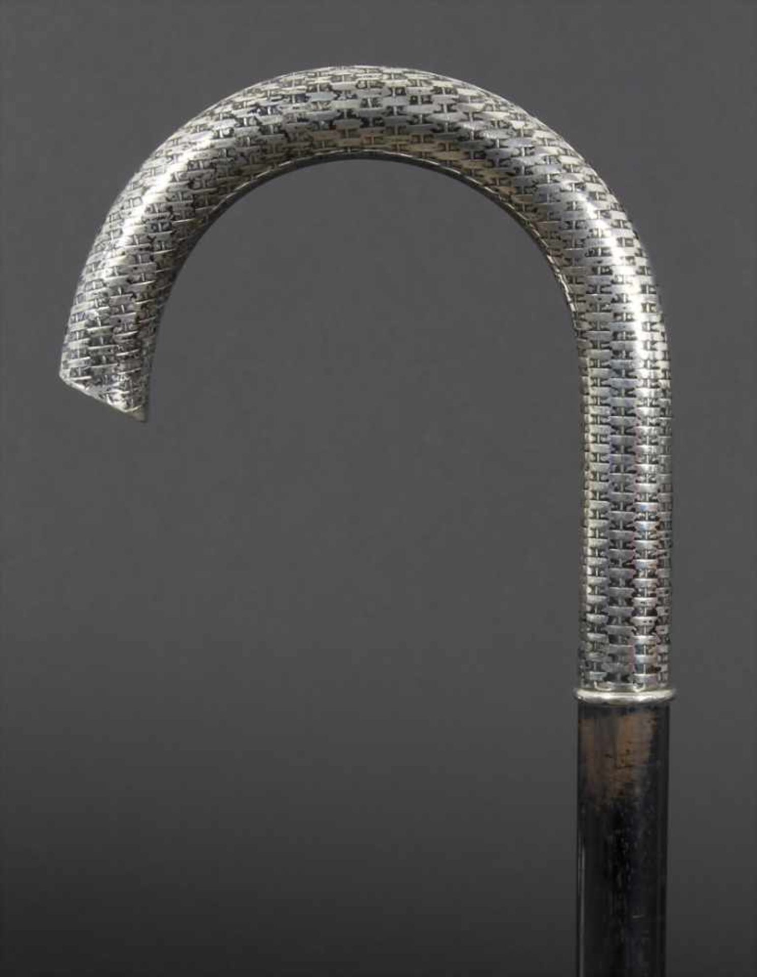 Gehstock mit Silbergriff 'Weidengeflecht' / A cane with silver handleMaterial: Hartholz,